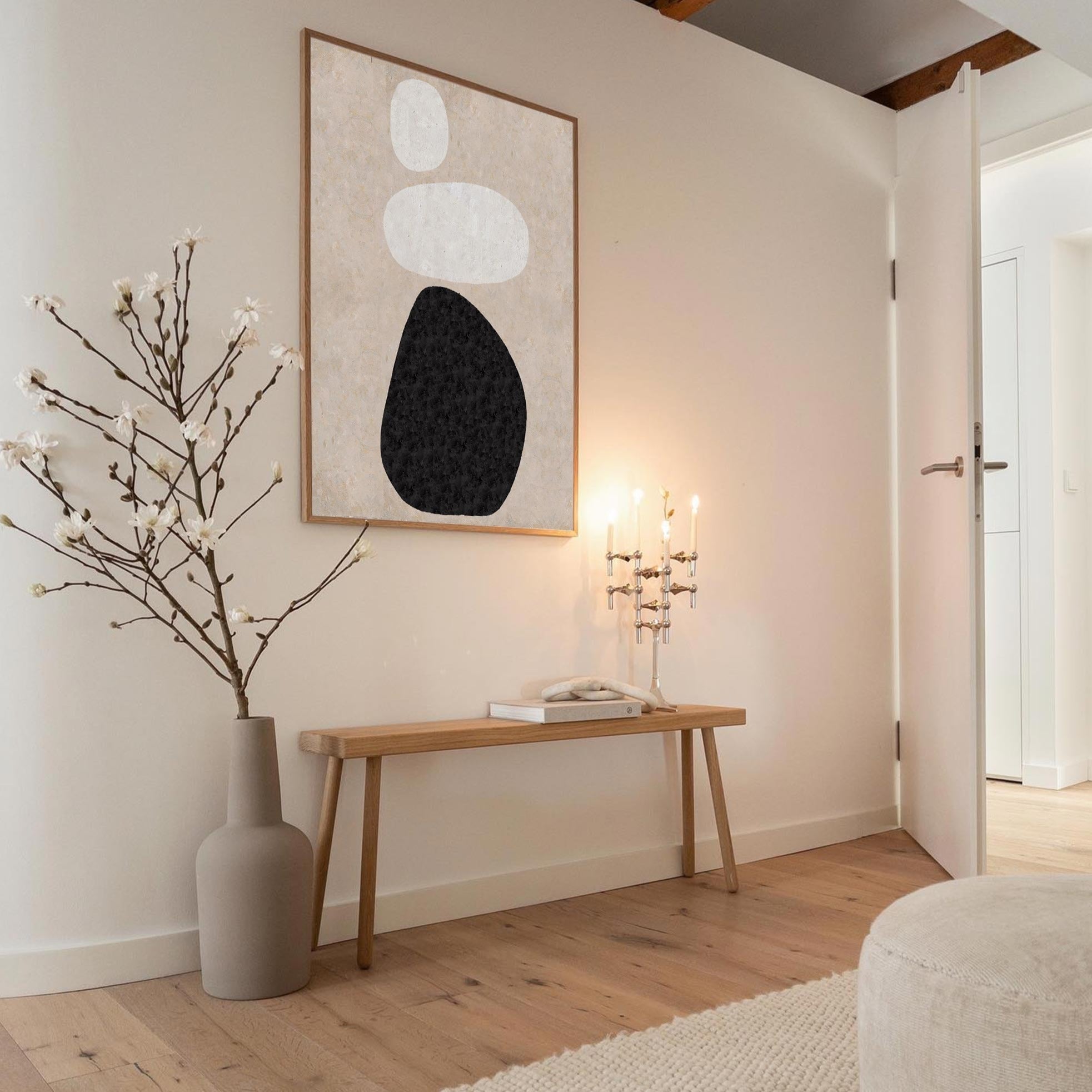 Stone‑Shaped Silhouette Abstract Hand‑Painted Matte Textured Artwork
