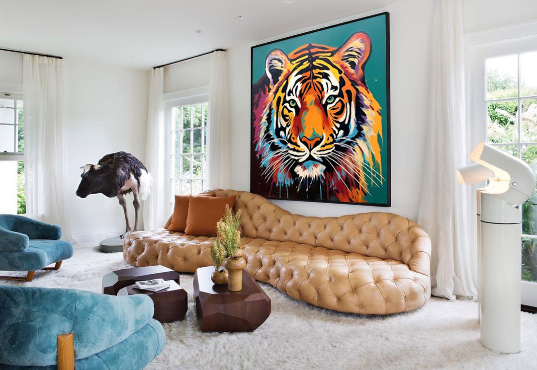 Vivid Splash‑Paint Tiger Wall Art