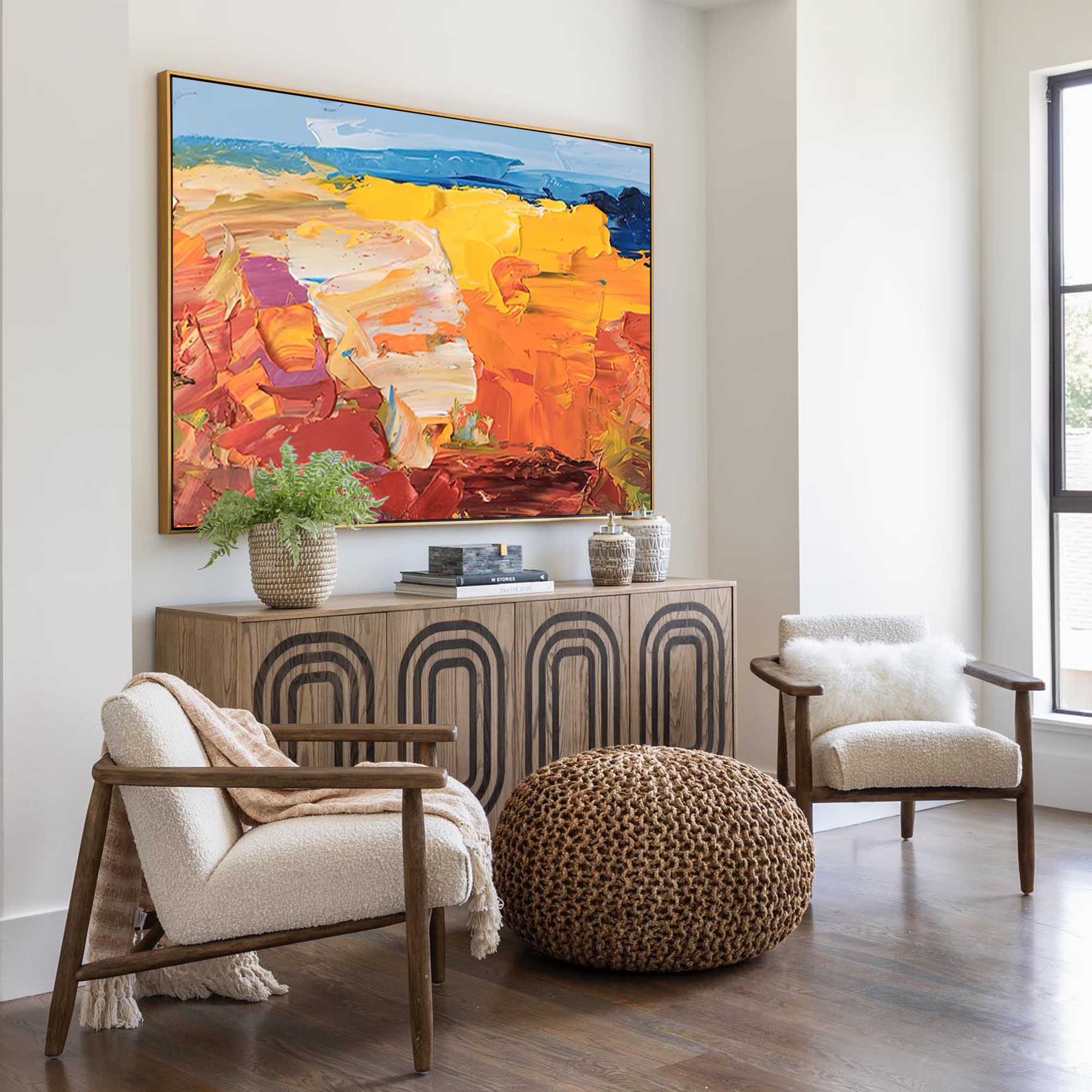 Thick Textured Canyon Abstract Canvas Wall Art