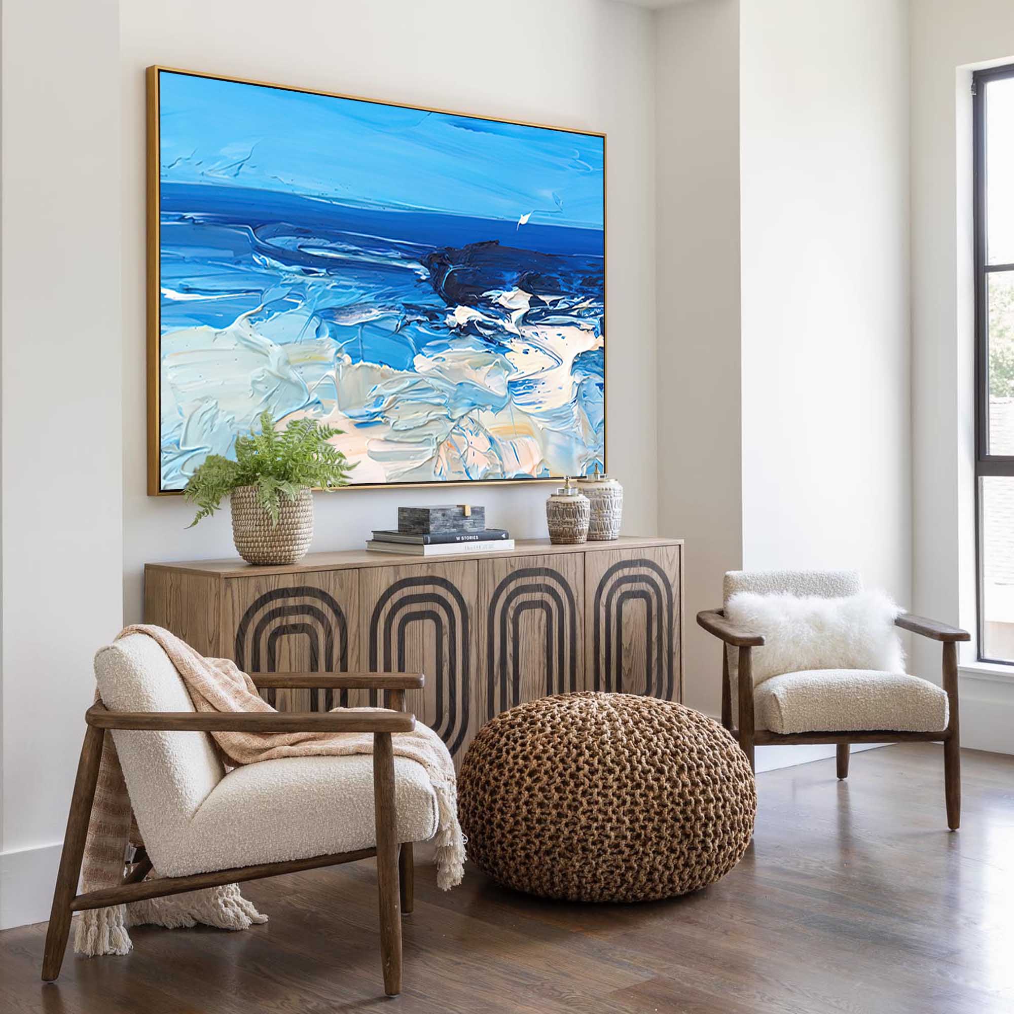 Serene Blue Ocean Abstract Wall Art