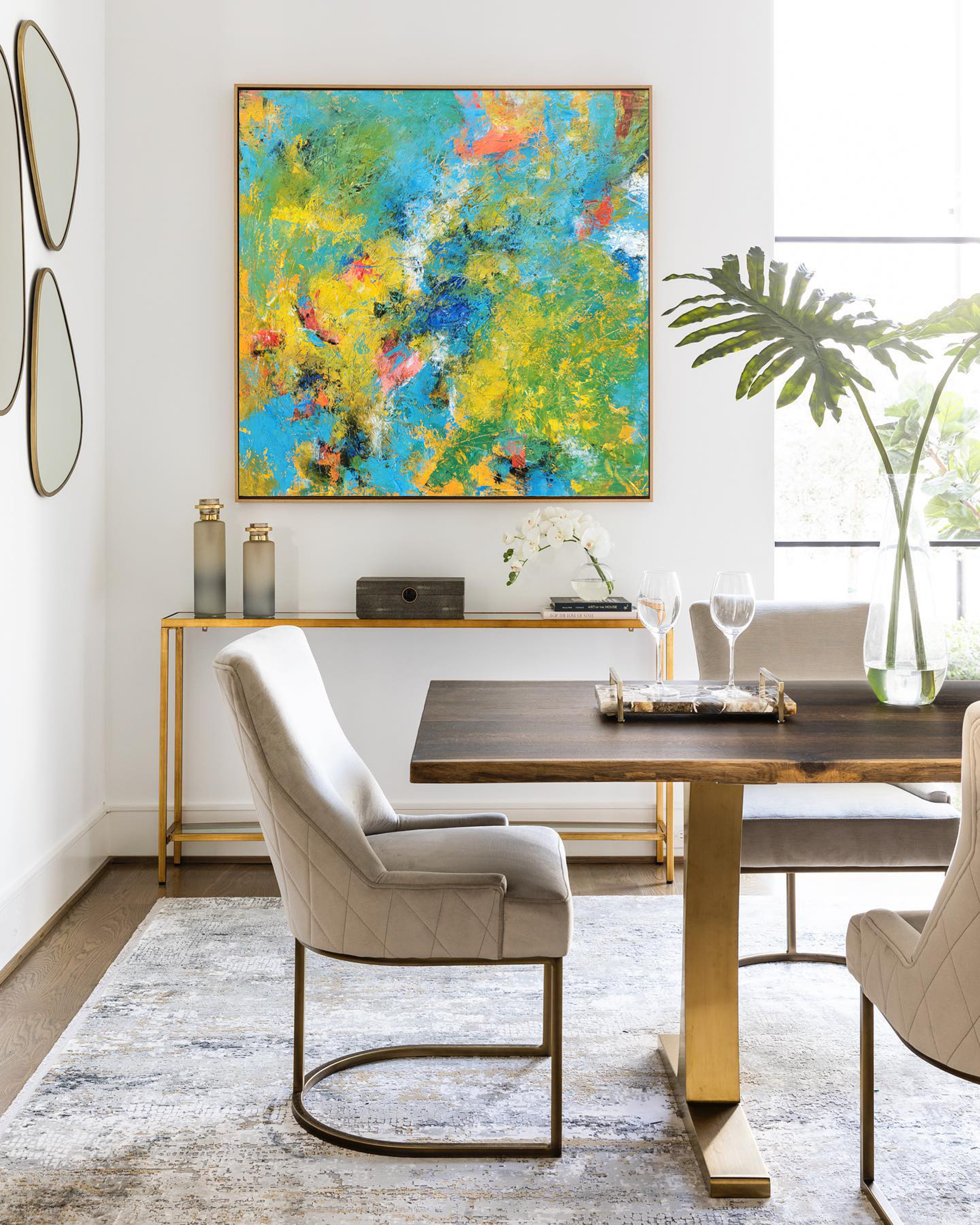 Vibrant Expressionist Painting Blue Yellow