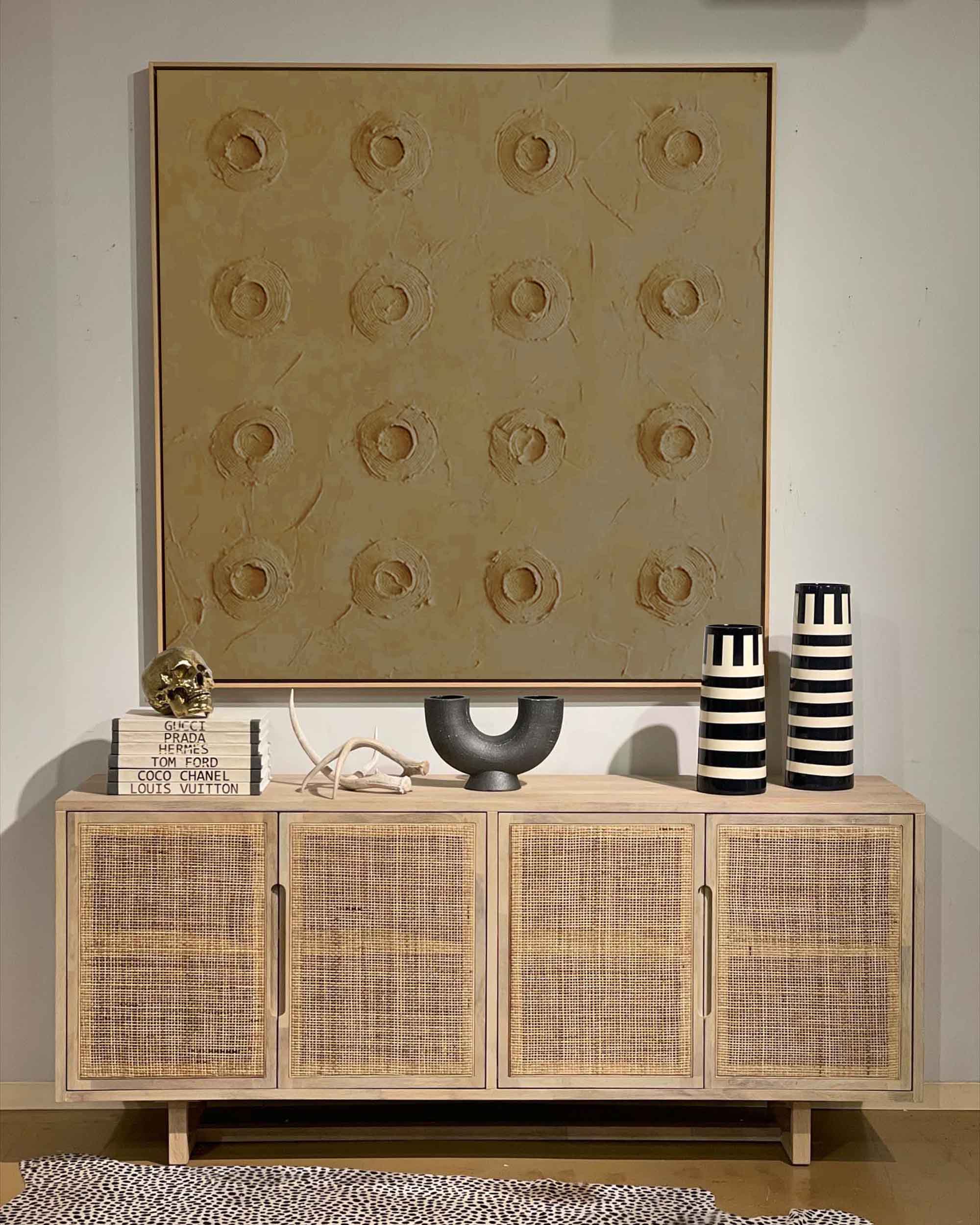 Wall Art Square Abstract Concave Grid Warm