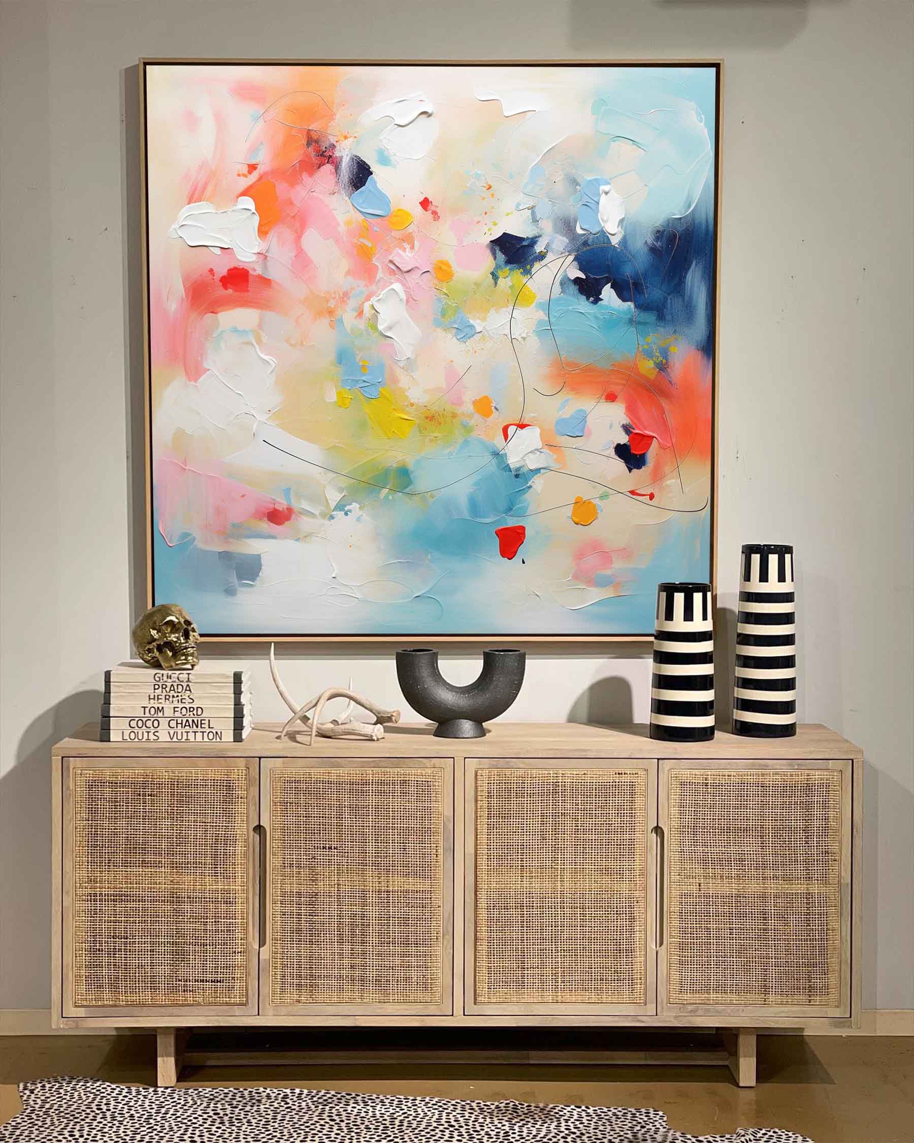 Colorful Pastel Abstract Impasto Canvas Painting