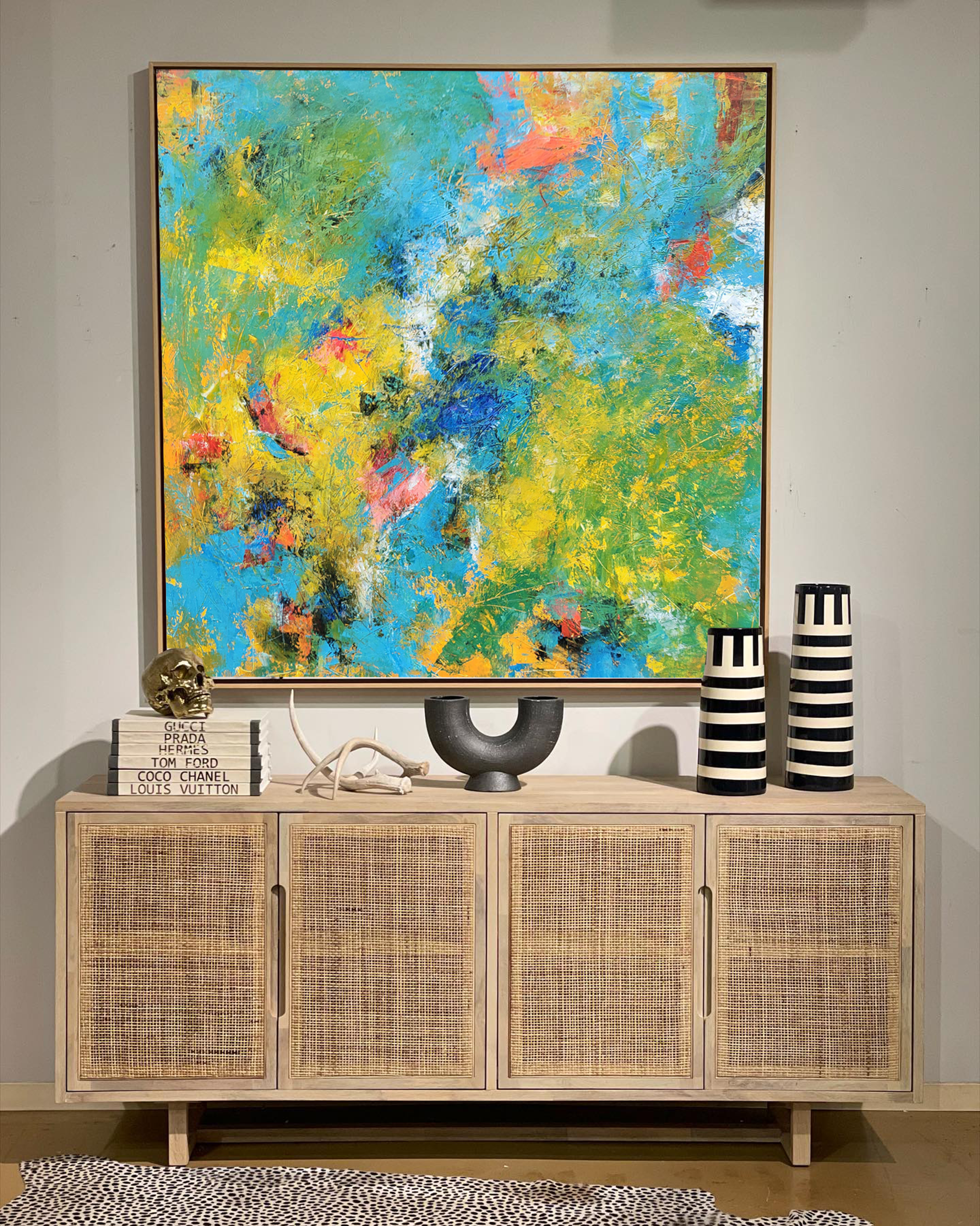 Vibrant Expressionist Painting Blue Yellow