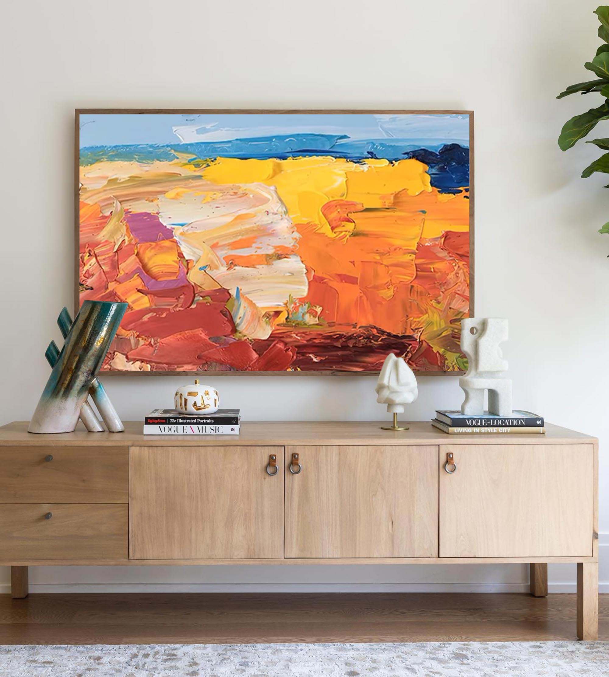 Thick Textured Canyon Abstract Canvas Wall Art