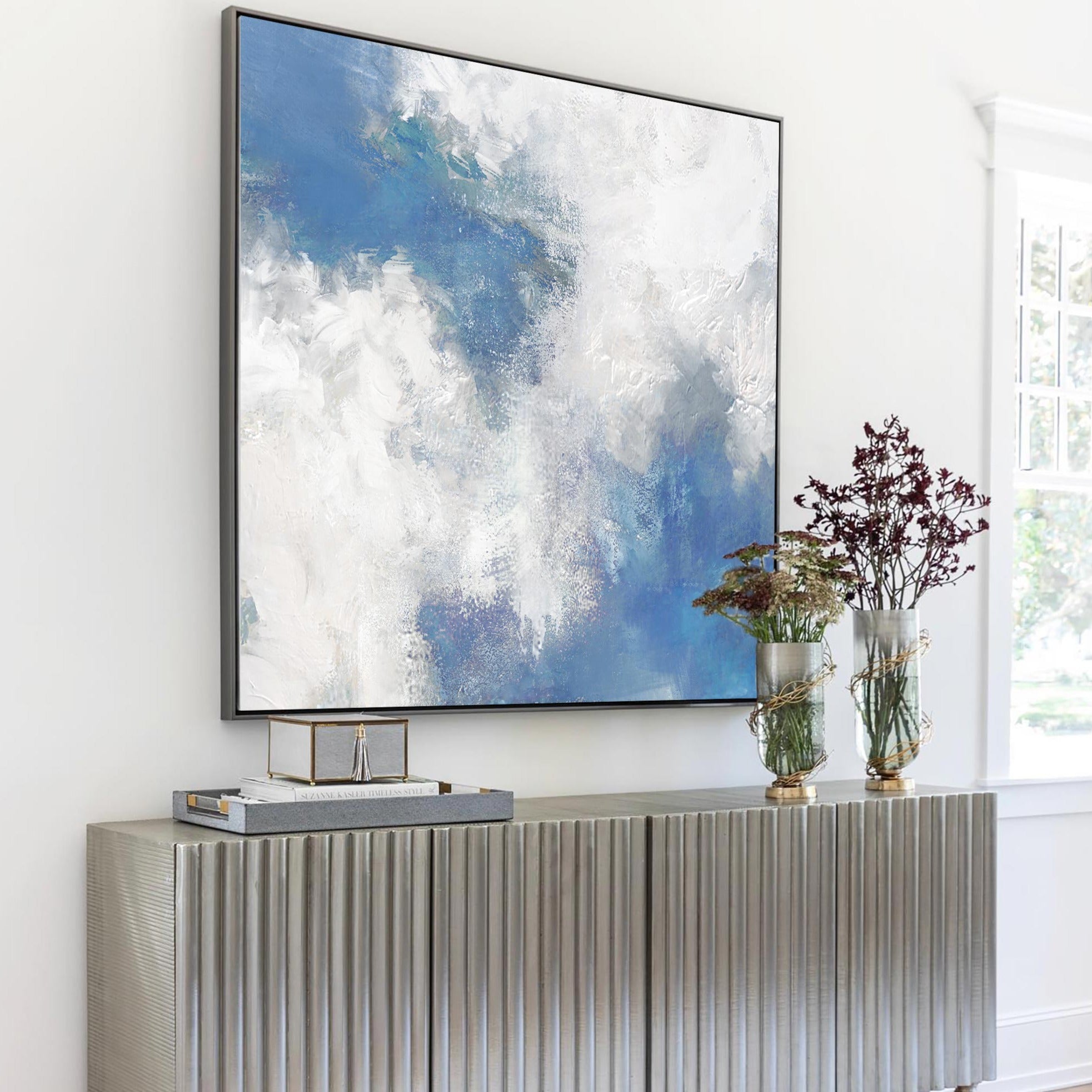 Seascape Blue White Coastal Abstract Painting