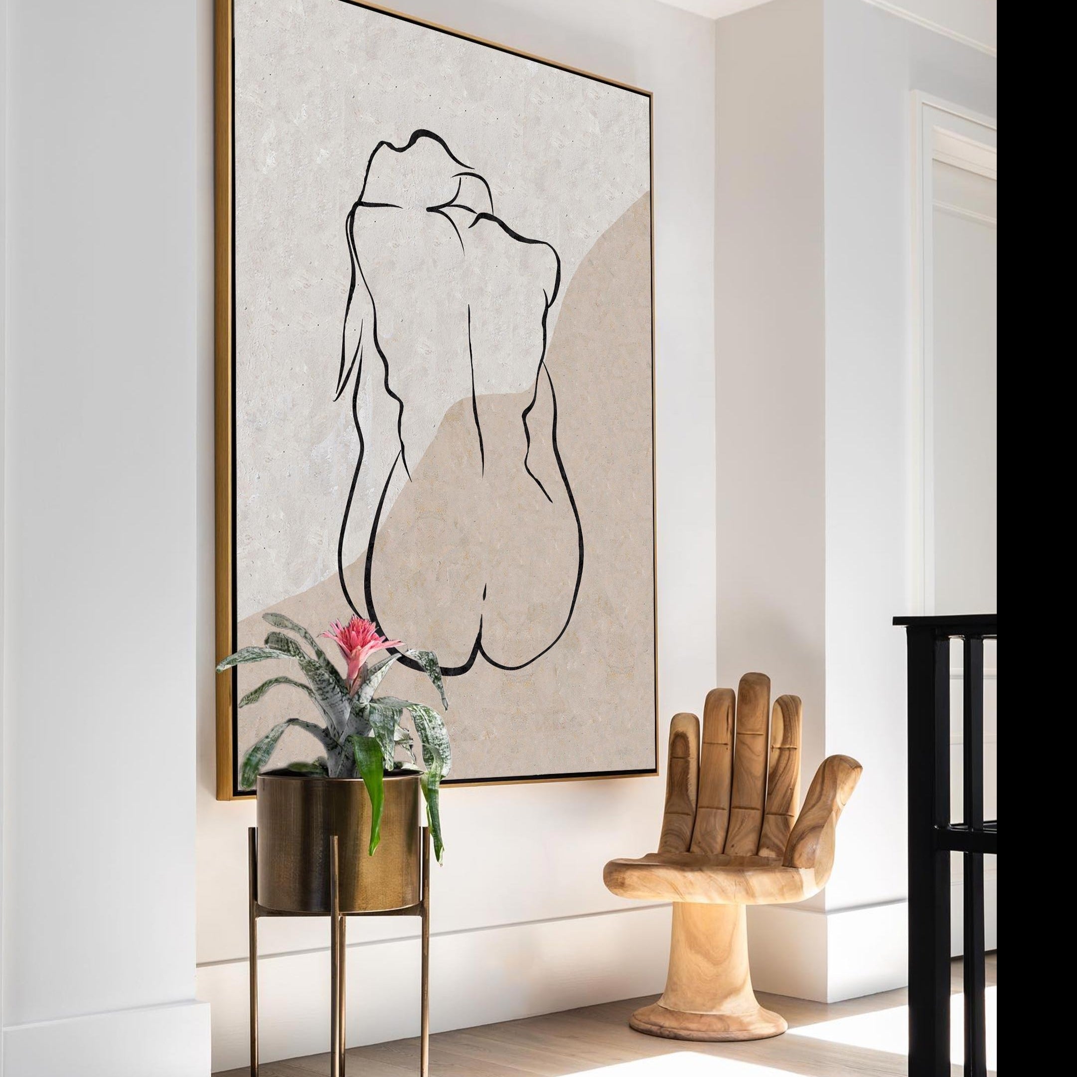 Beige Minimalist Abstract Painting ABAV202 - Neutralighting