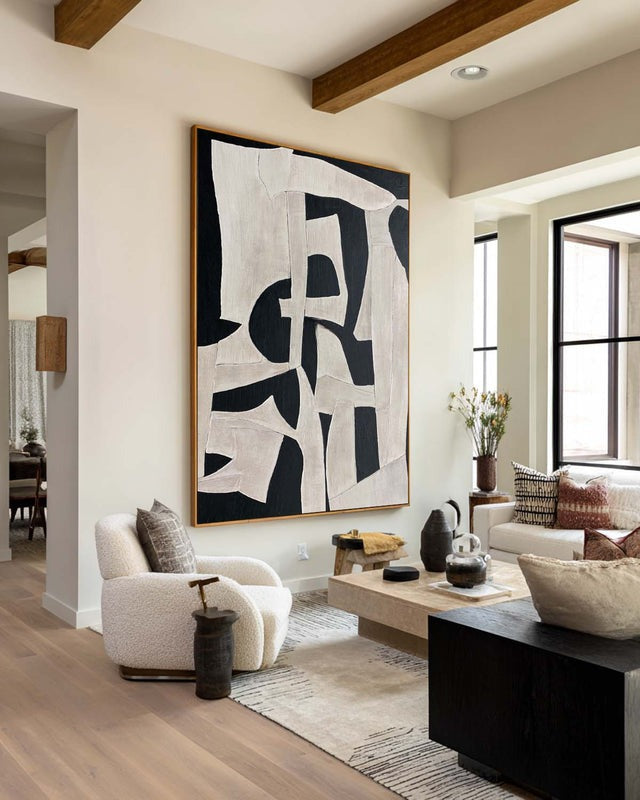 Textured Geometric Monochrome Abstract Painting