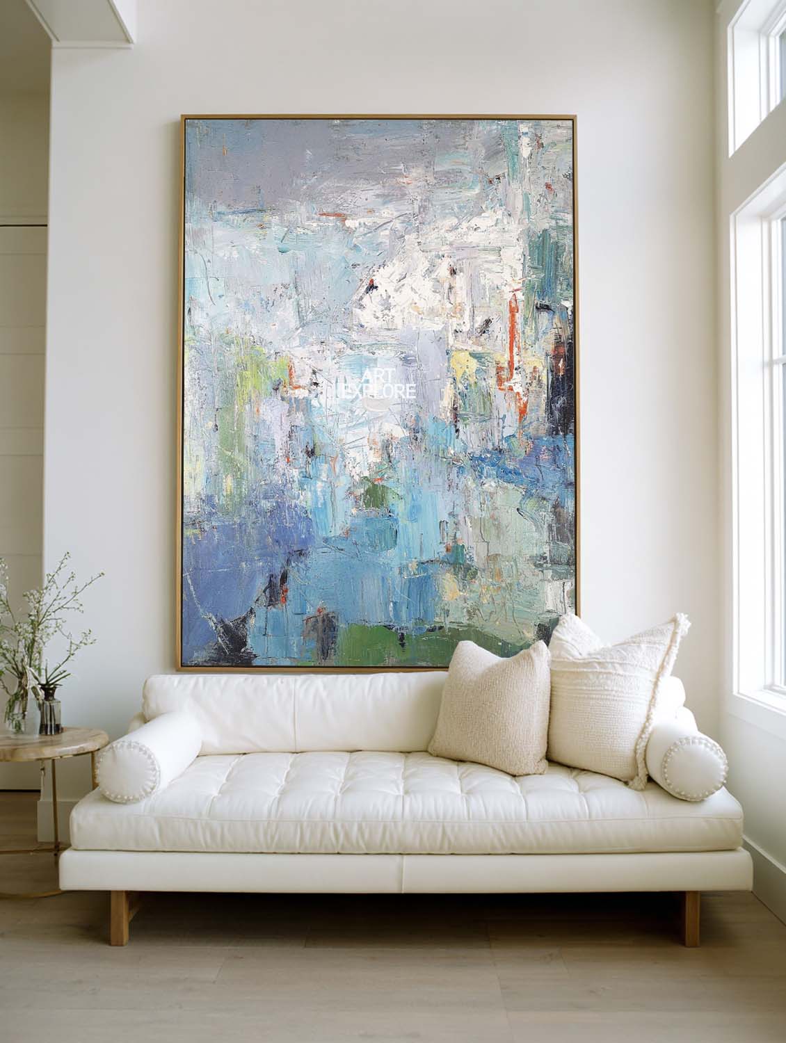 Abstract Blue Green Textured Canvas Wall Art