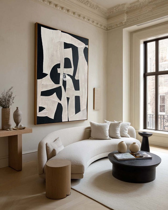 Textured Geometric Monochrome Abstract Painting