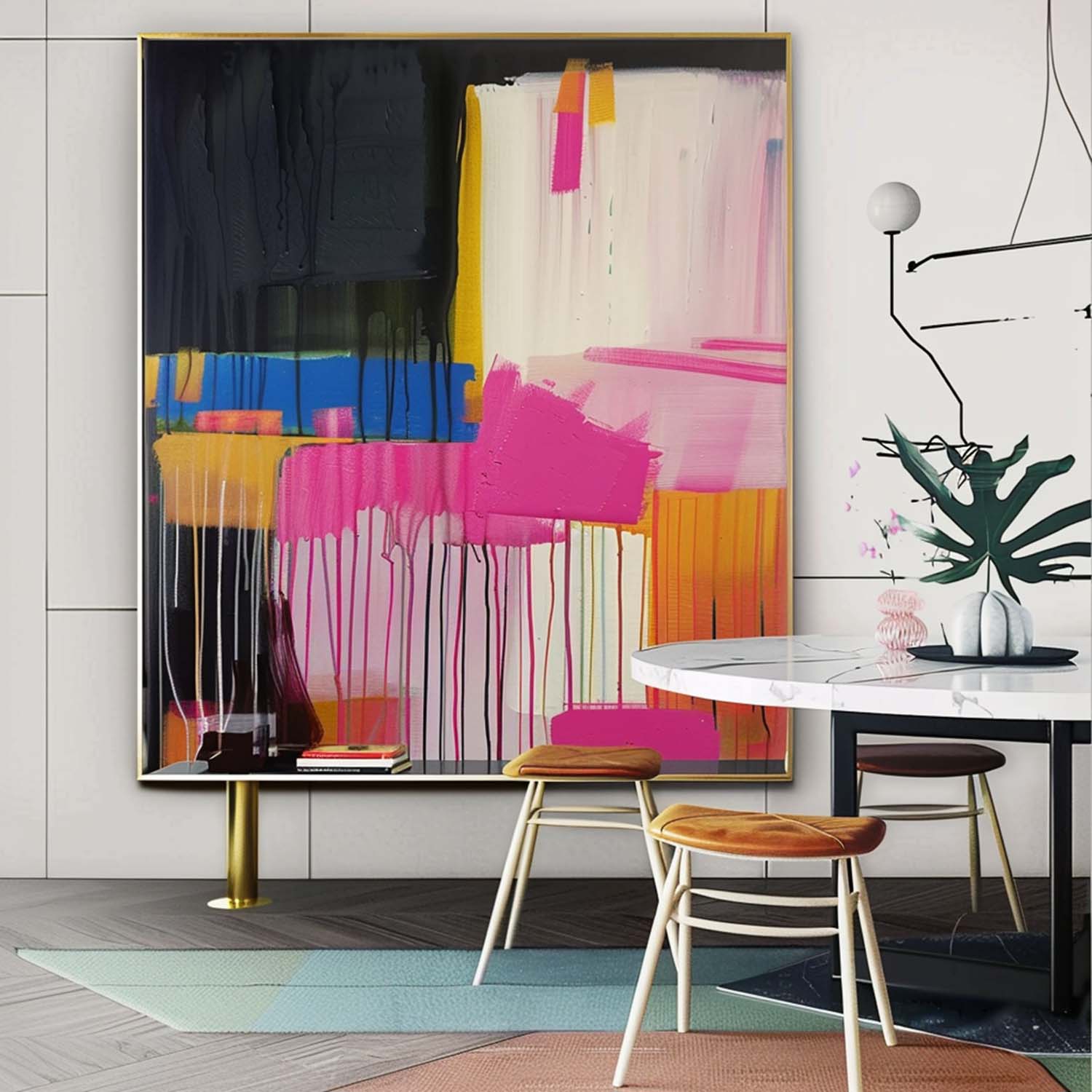 Pink Orange Abstract Painting