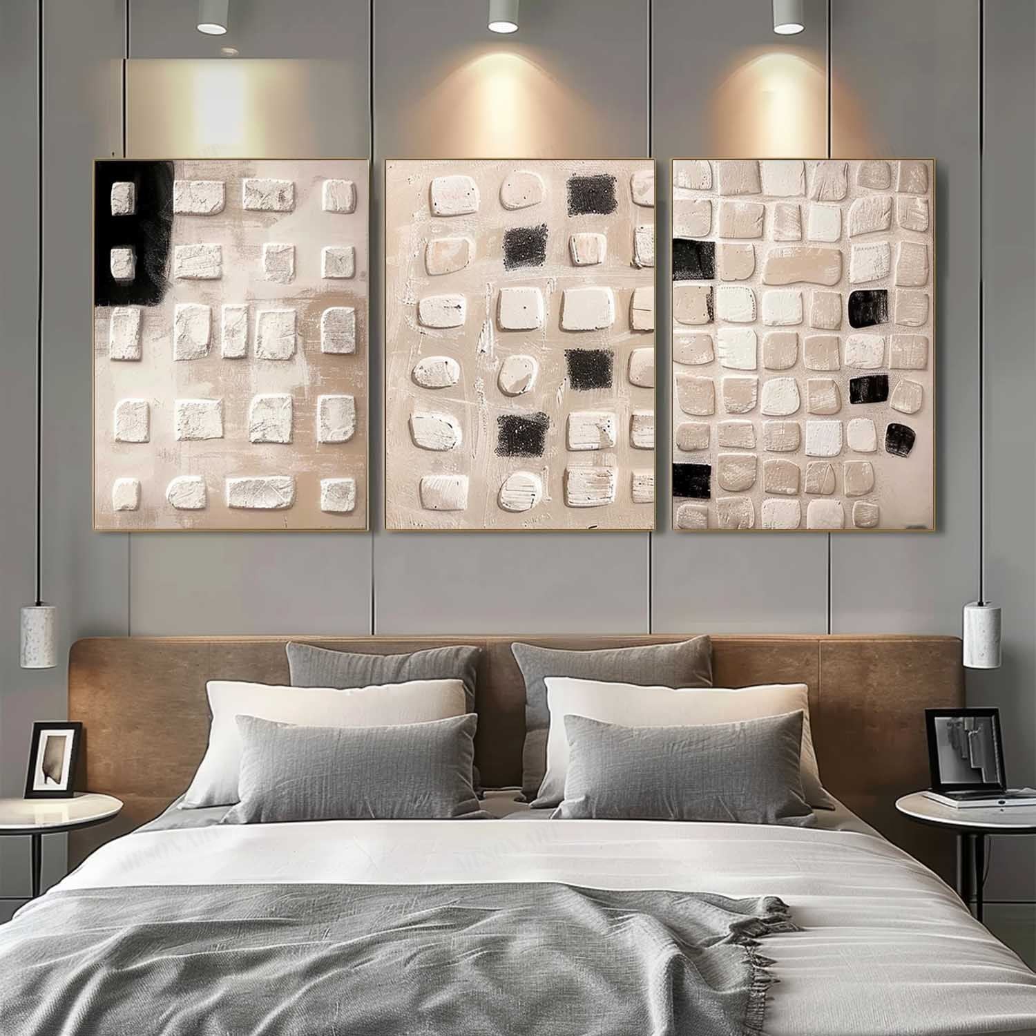 Wall Art Three-Panel Triptych Abstract Irregular Neutral