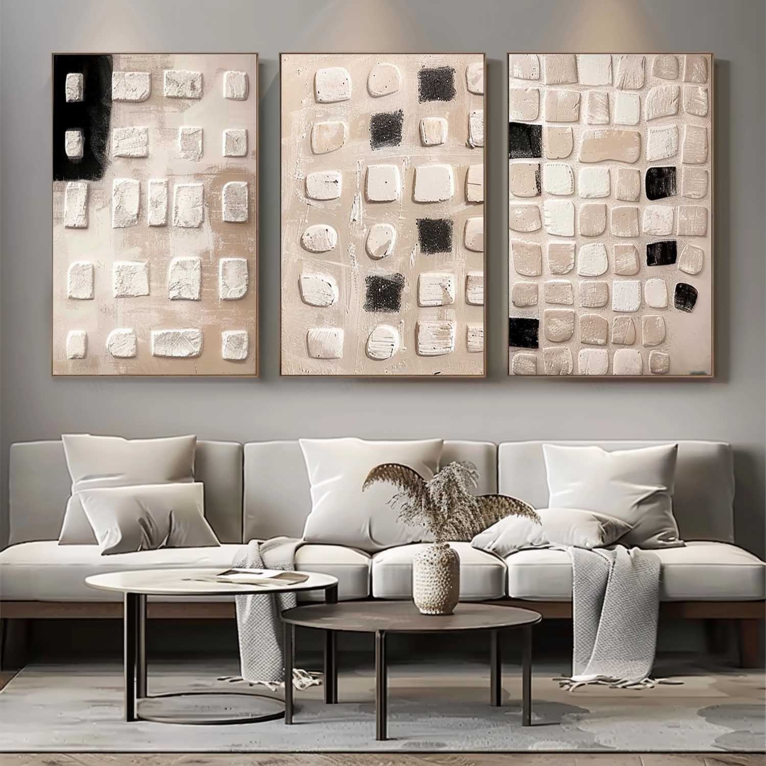 Wall Art Three-Panel Triptych Abstract Irregular Neutral