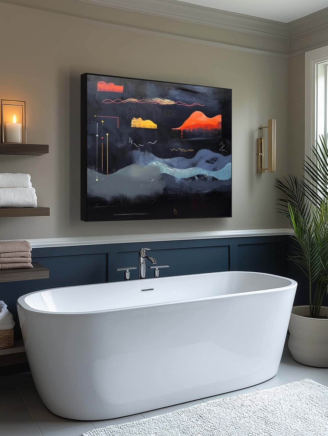 Wall Art Dramatic Textured Layered Dark