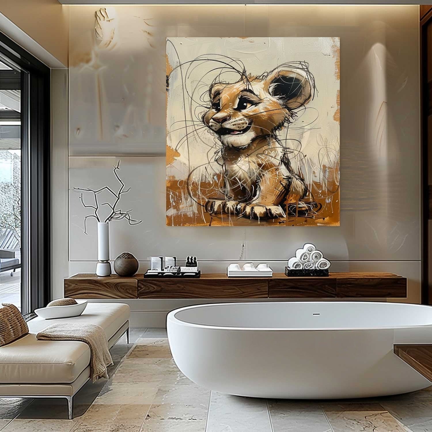 Wall Art Textured Playful Lion Cub