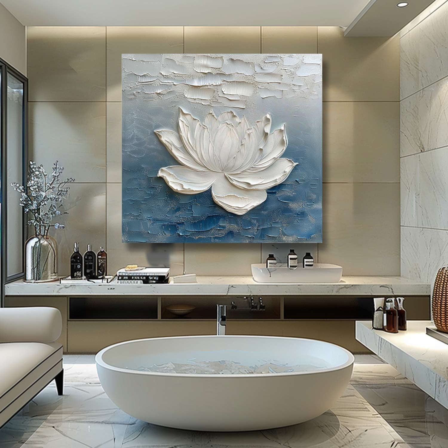 Wall Art 3D Lotus Flower Oil Painting