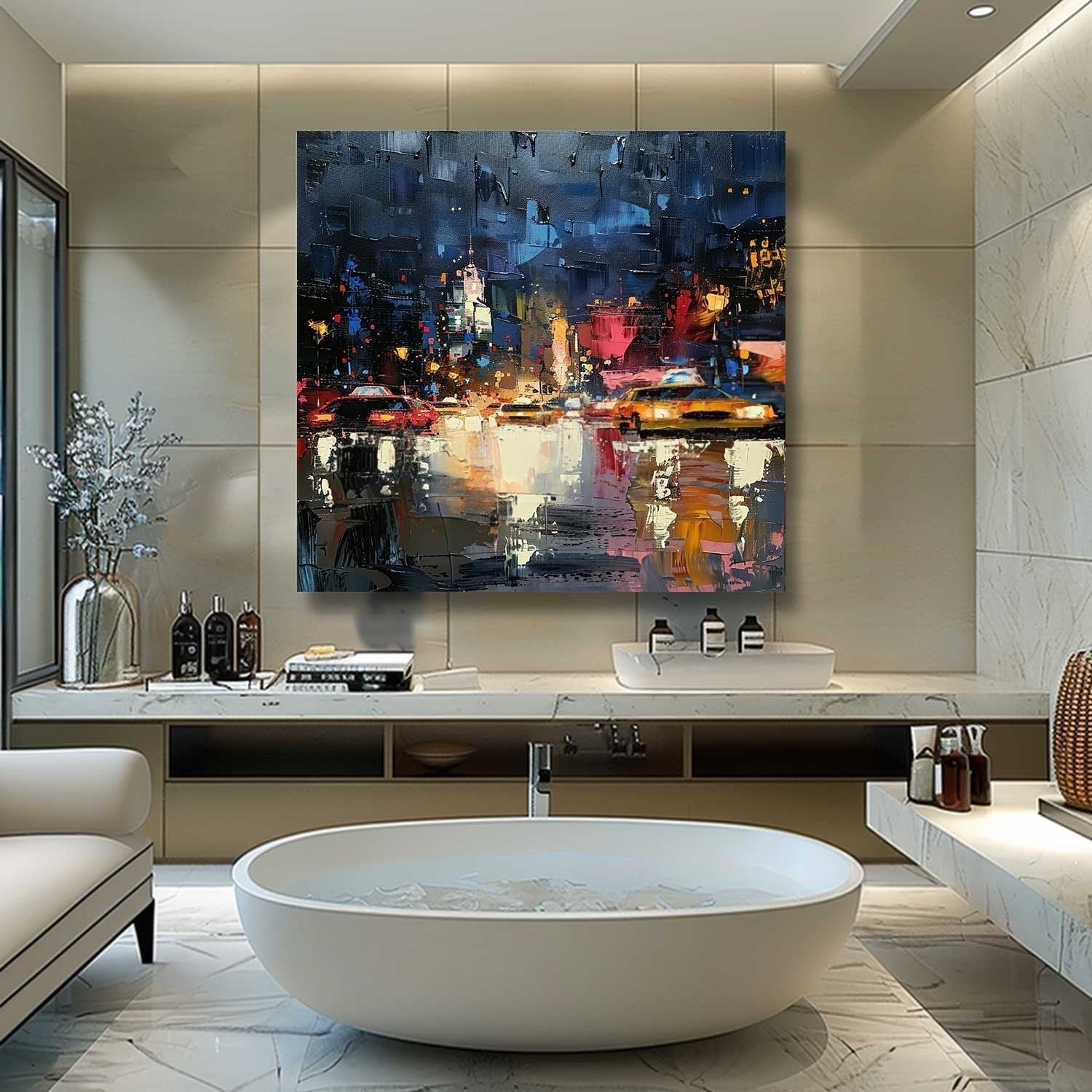 Wall Art Impressionist Textured Urban Nightscape