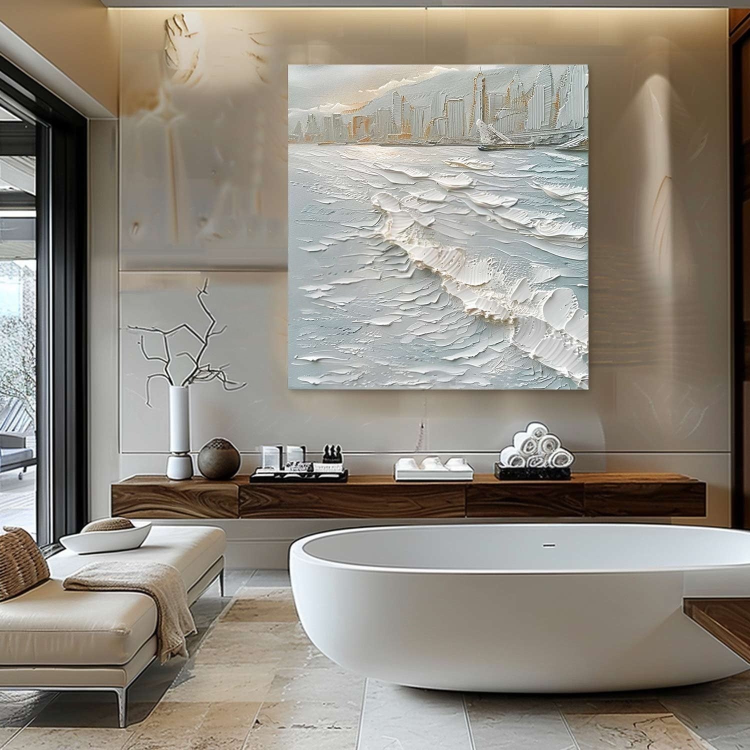 Wall Art Impasto Cityscape Coastal Skyline