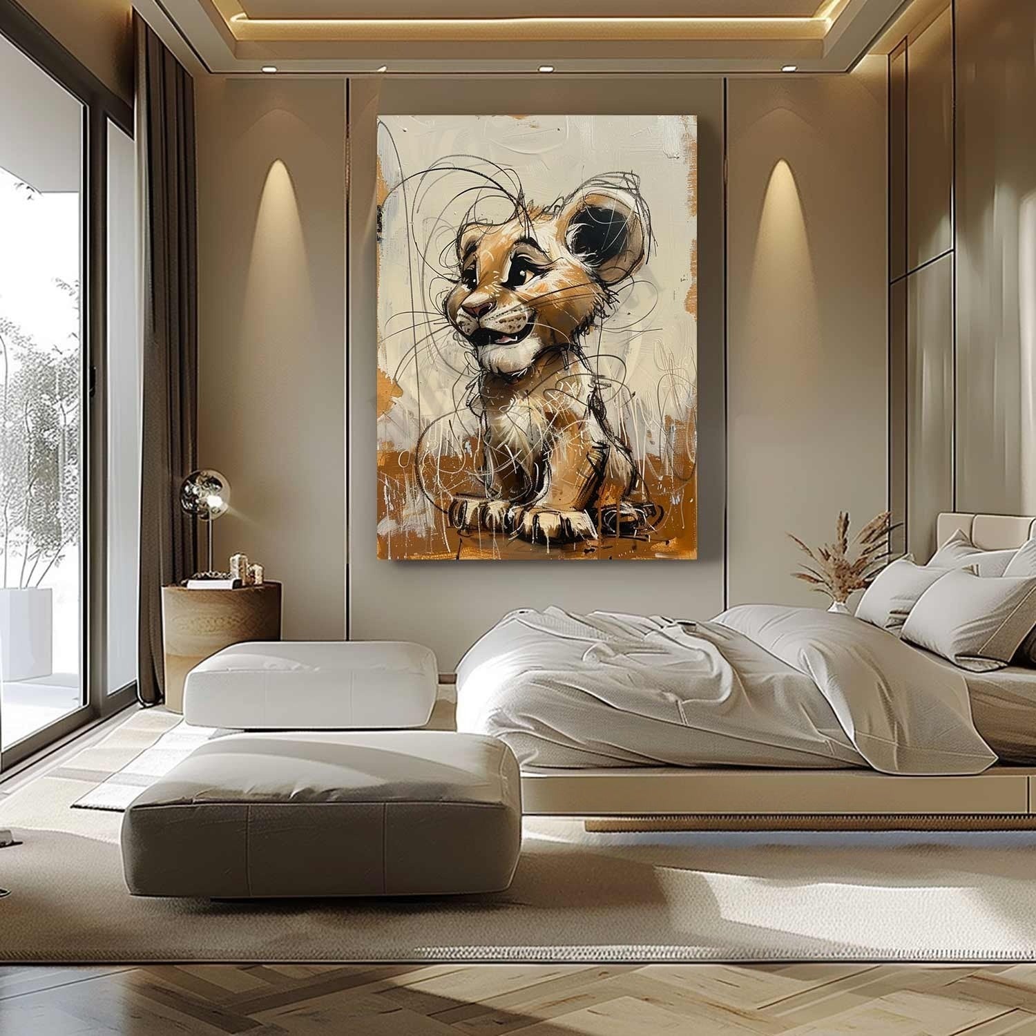 Wall Art Textured Playful Lion Cub