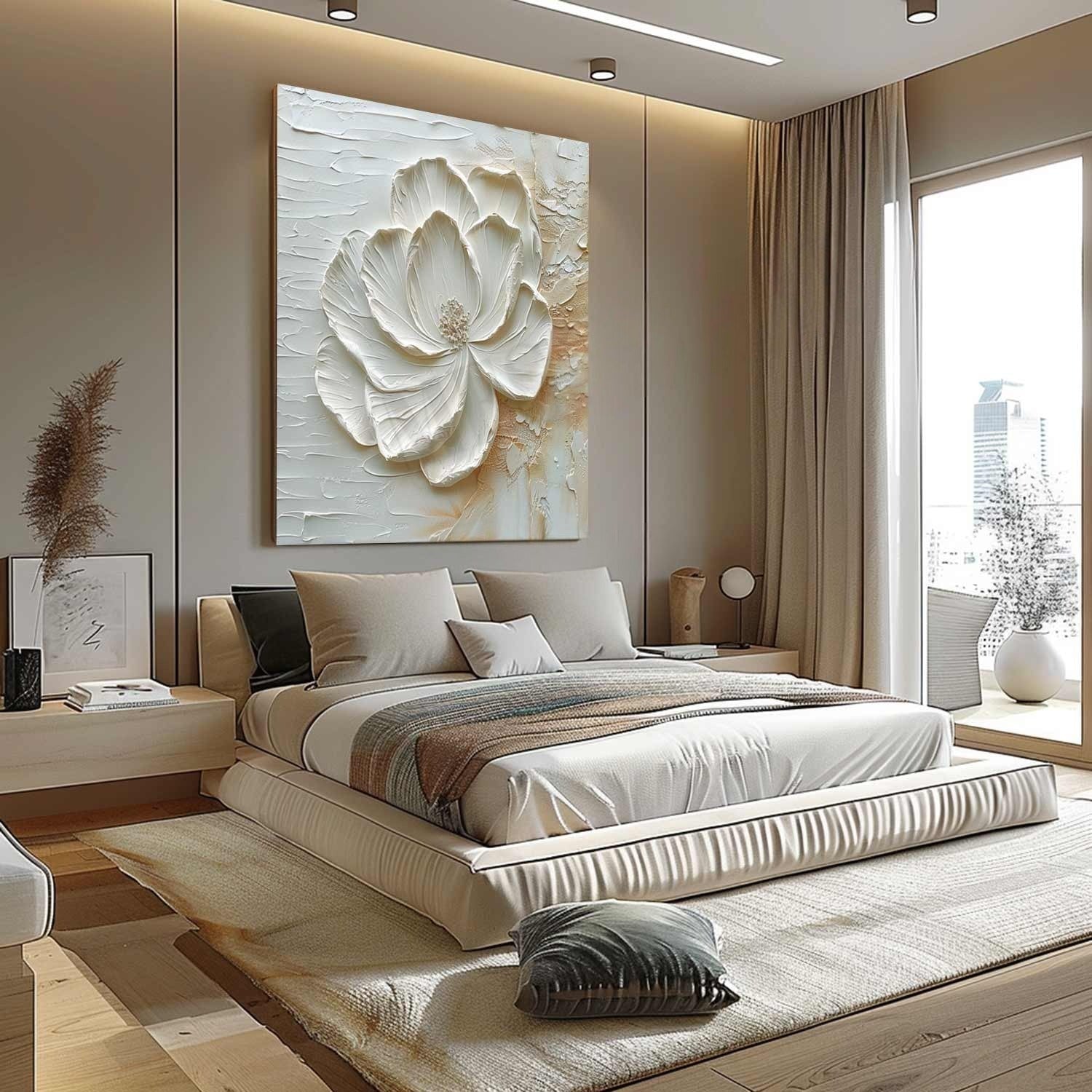 3D White Peony Impasto Painting