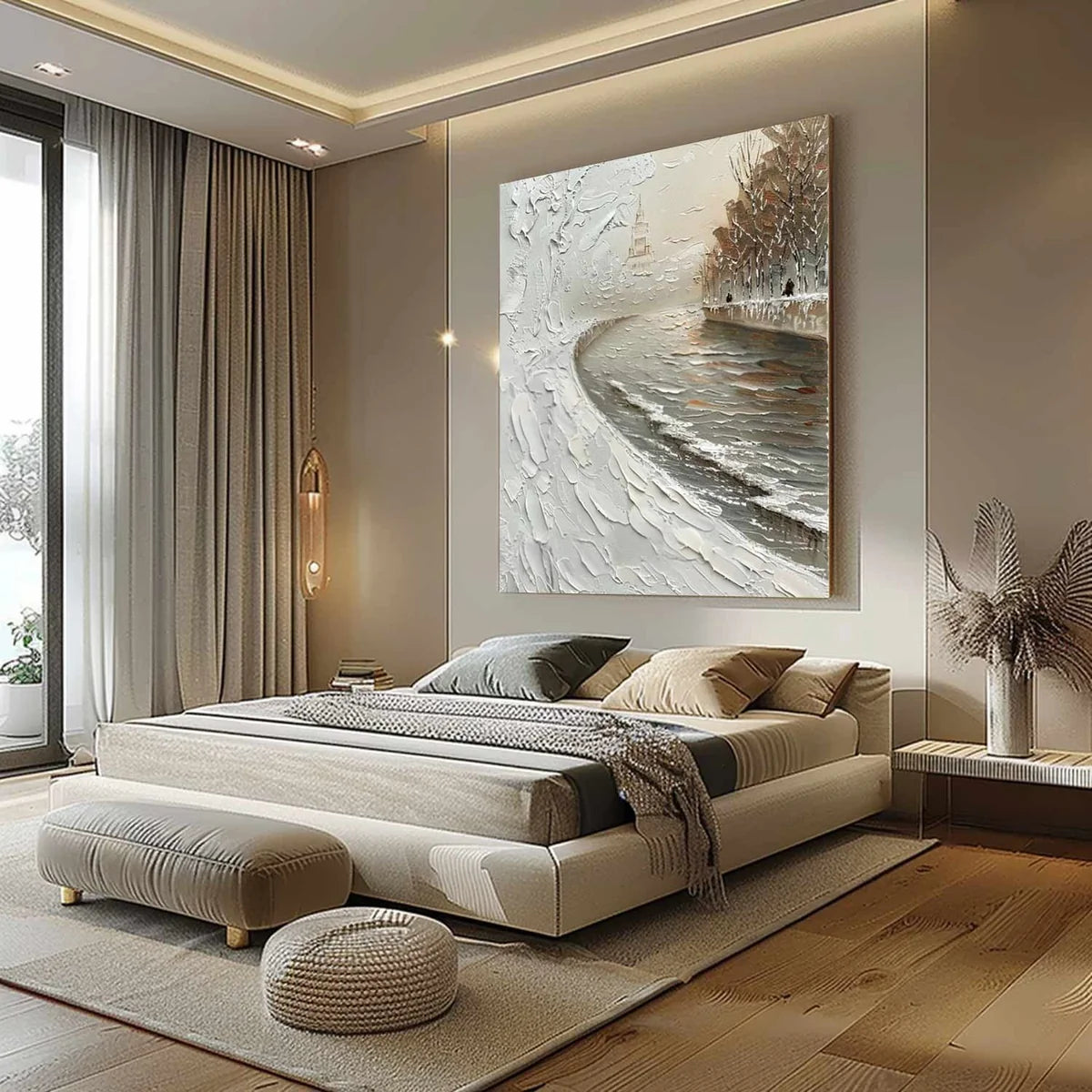 Wall Art Impasto Winter Canal City