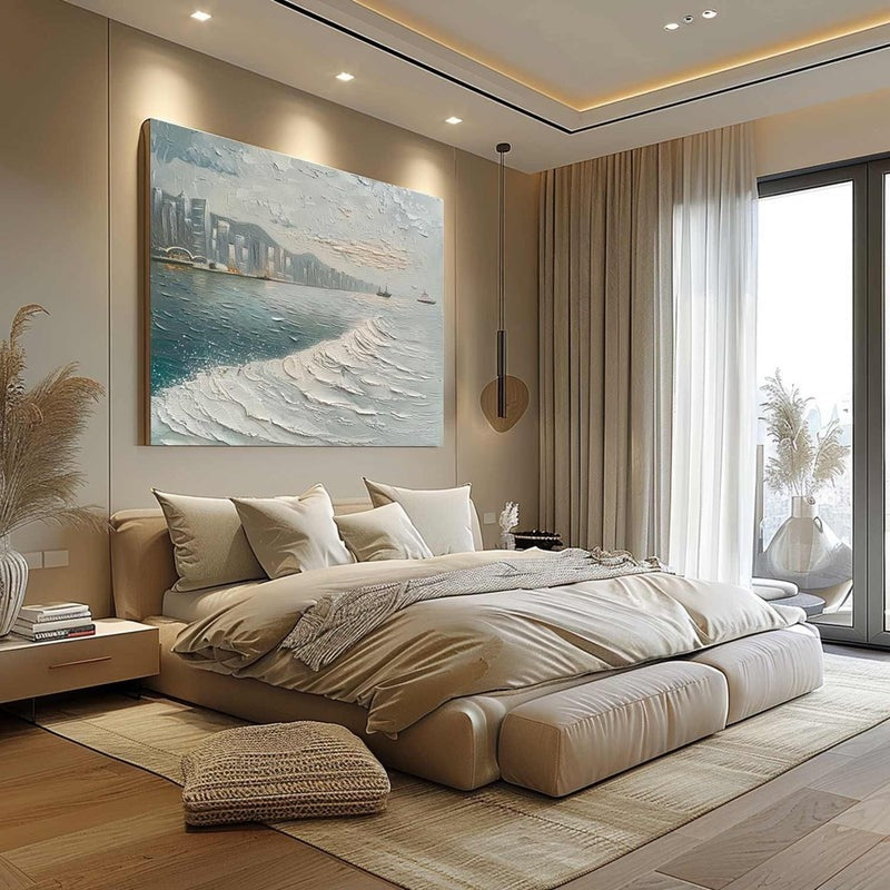 Wall Art Impressionist Coastal Harbor Skyline