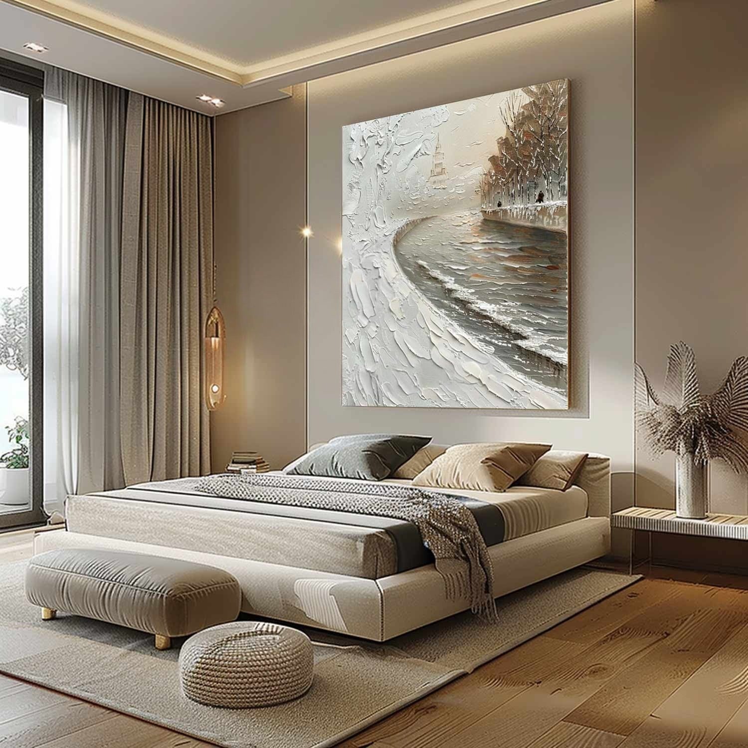 Wall Art Impasto Winter Canal City