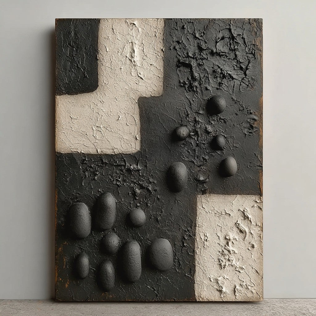 Wall Art Vertical 3D Geometric Pebble