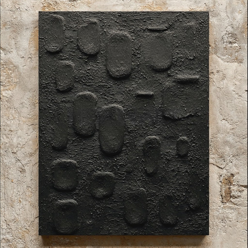 Wall Art Vertical Textured Abstract Oval Scene Deep