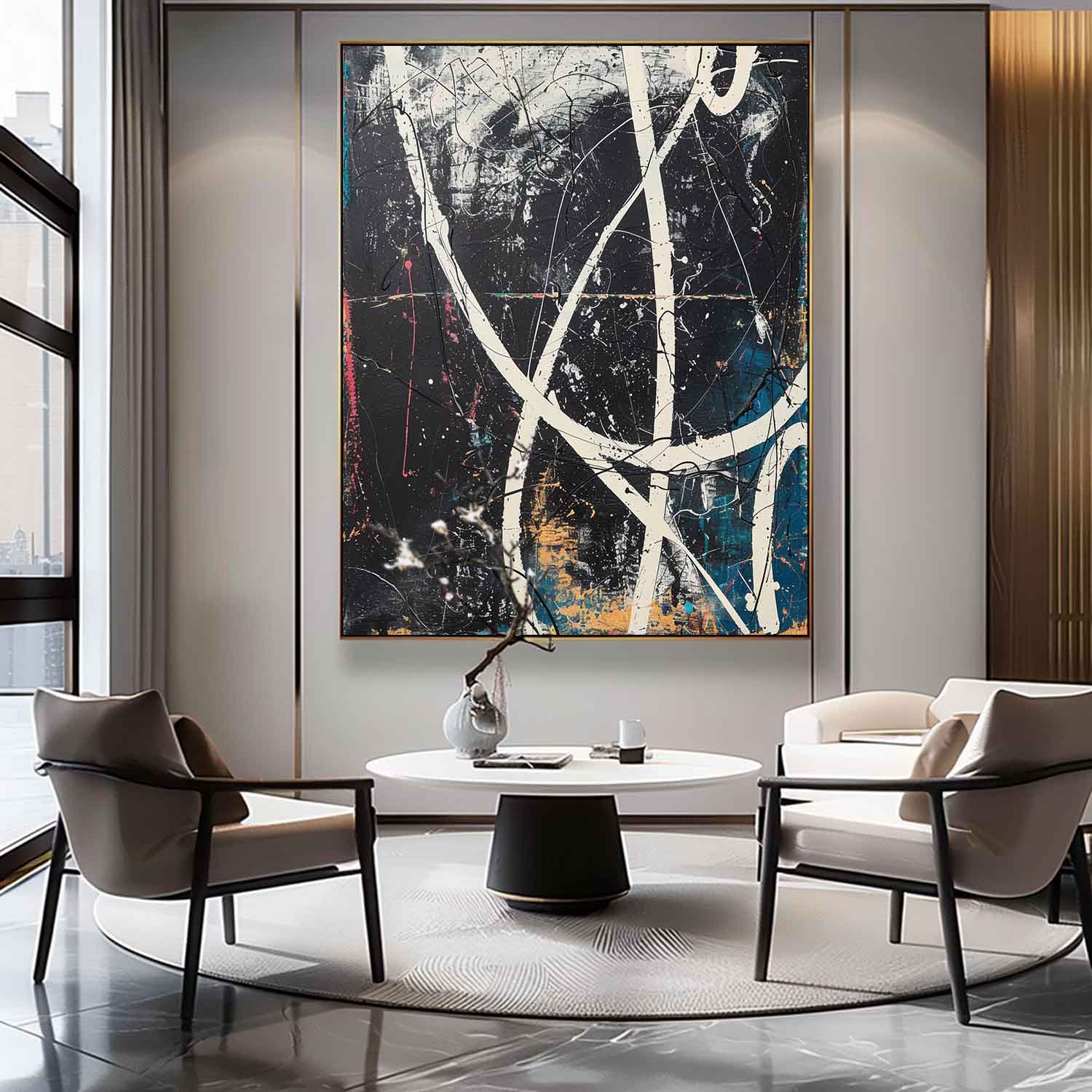 Wall Art Vertical Abstract Expressionist Line