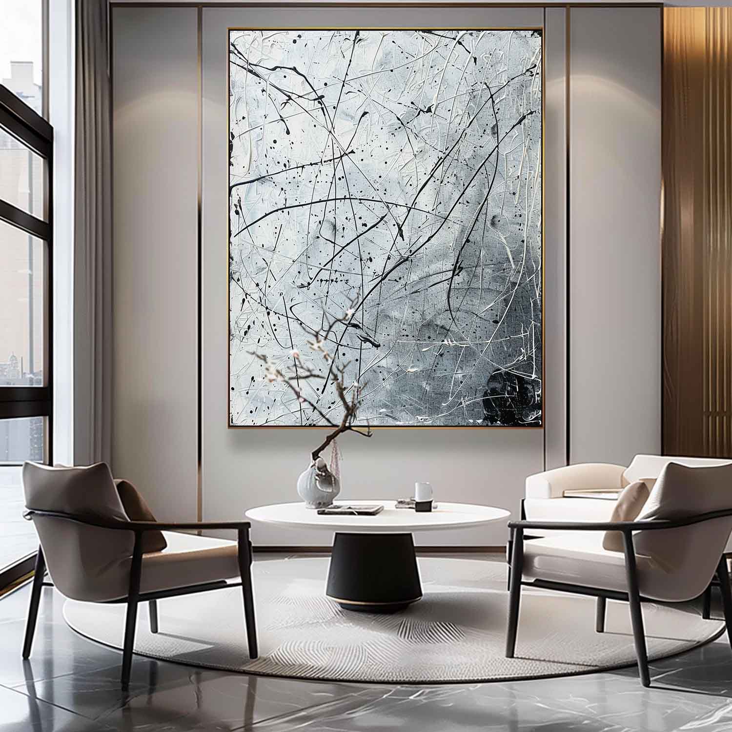 Wall Art Overlapping Organic Forms Gray Dynamic