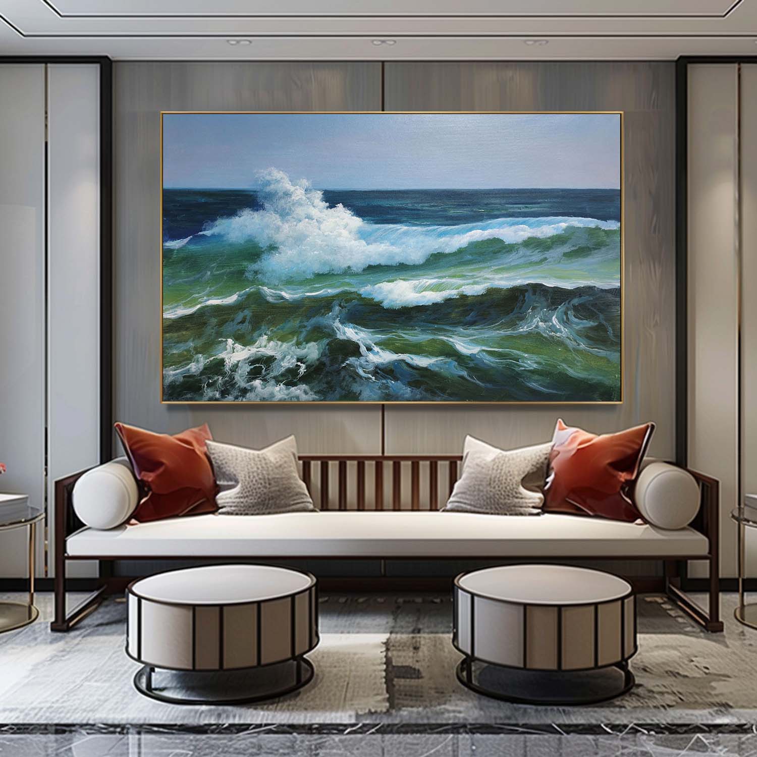 Hyperrealism Dynamic Ocean Wave Impasto Painting