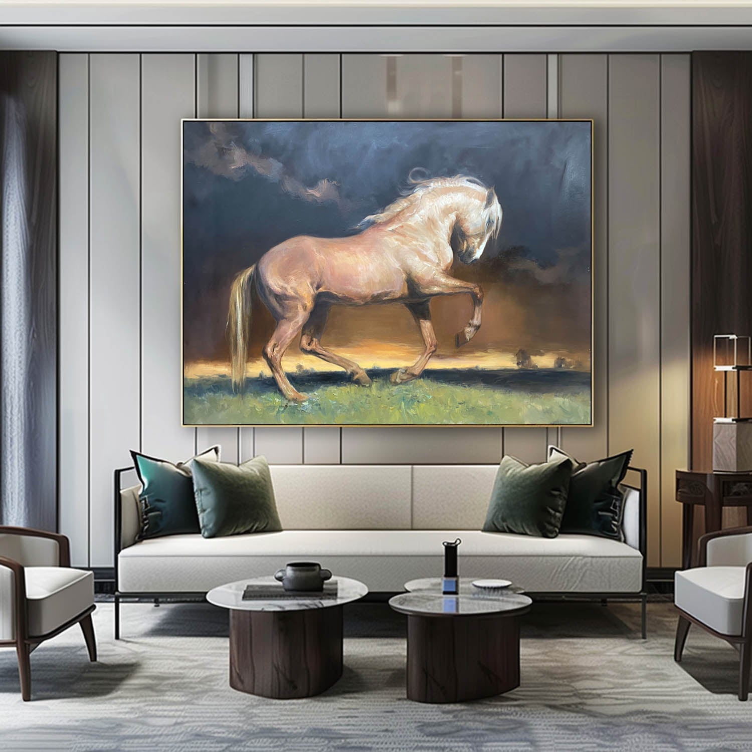 Galloping Horse Dramatic Landscape Painting