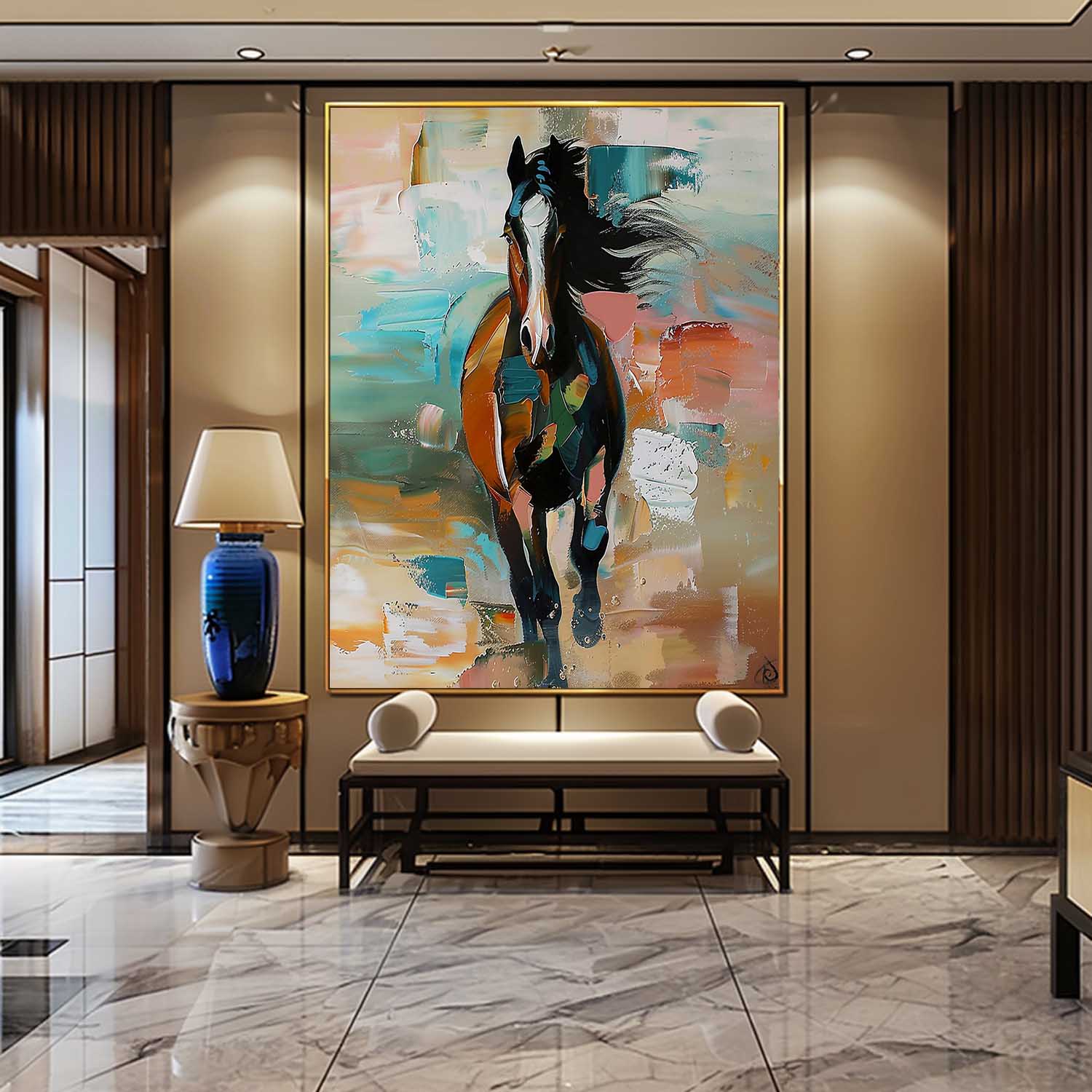 Wall Art Colorful Running Horse Palette