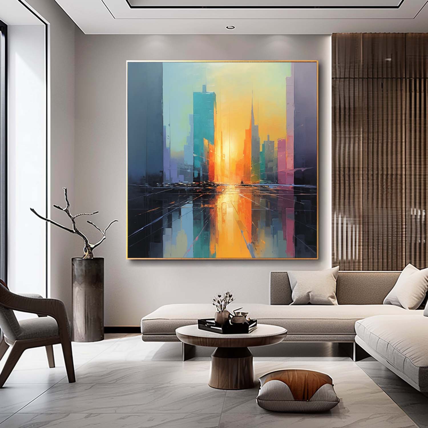 Wall Art Colorful Geometric Japandi Aesthetic Linen