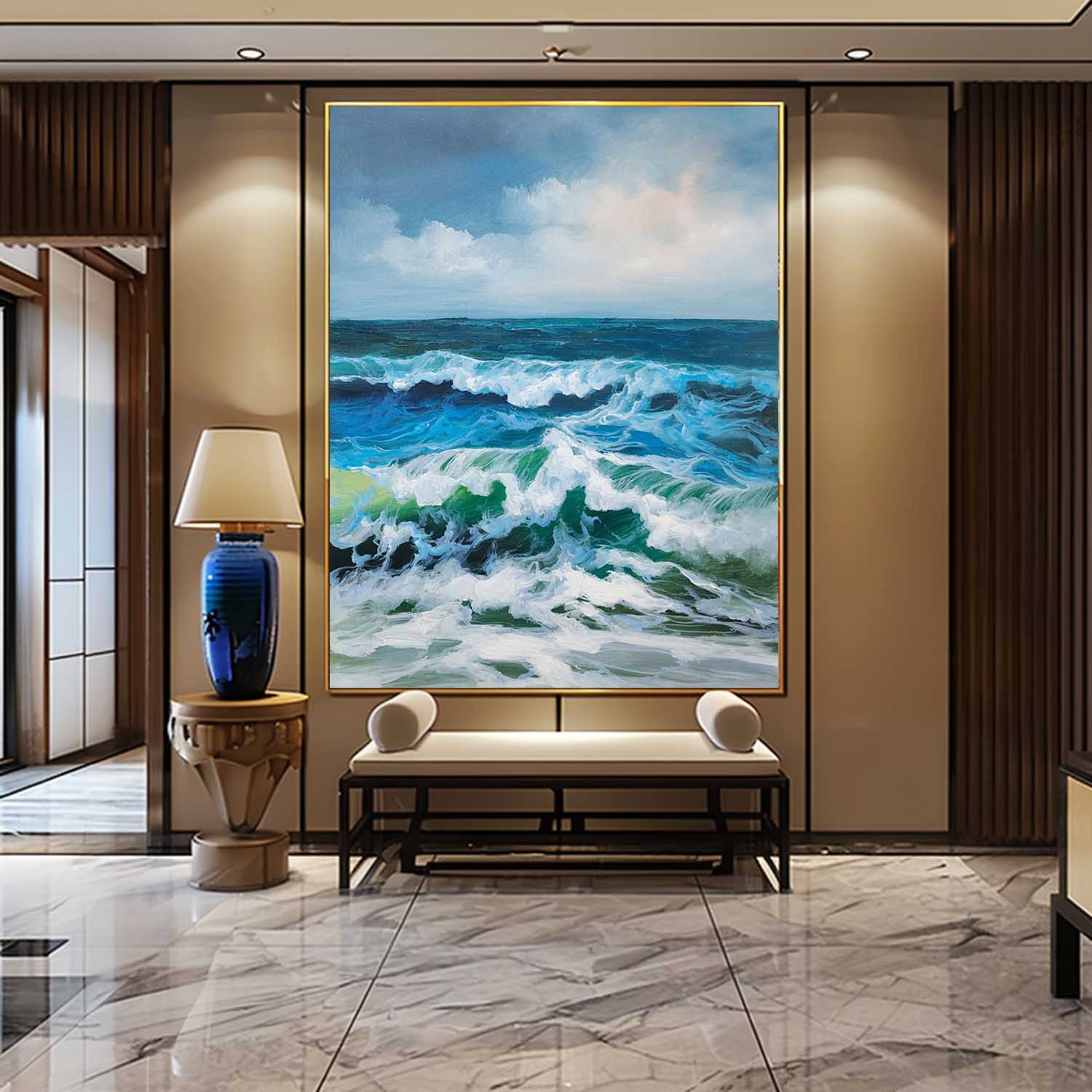 Wall Art Crashing Ocean Waves Foam Seascape