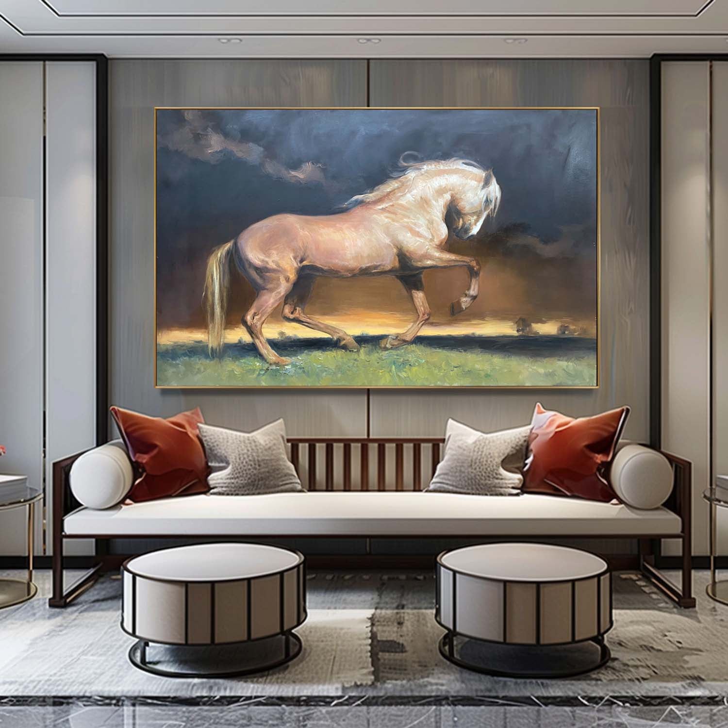 Galloping Horse Dramatic Landscape Painting