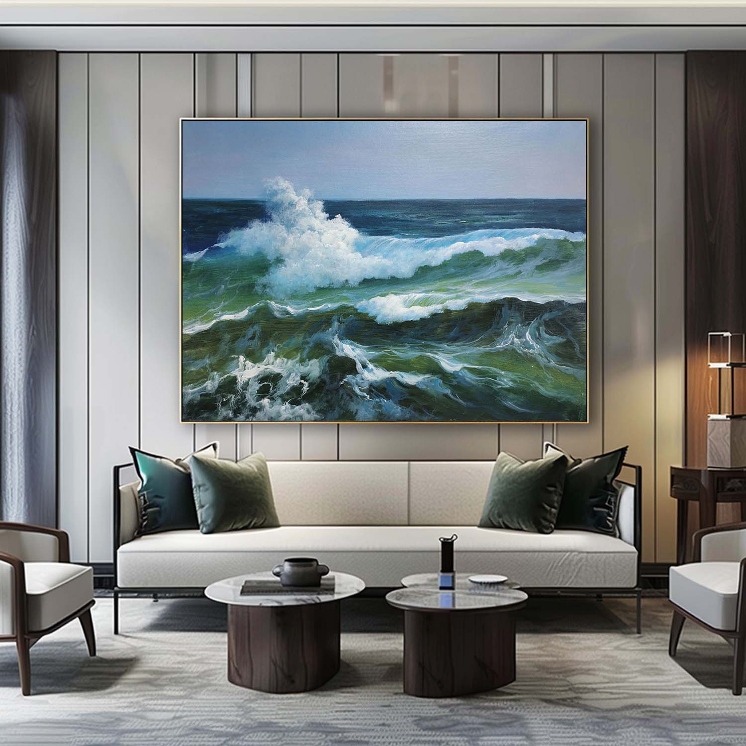 Hyperrealism Dynamic Ocean Wave Impasto Painting