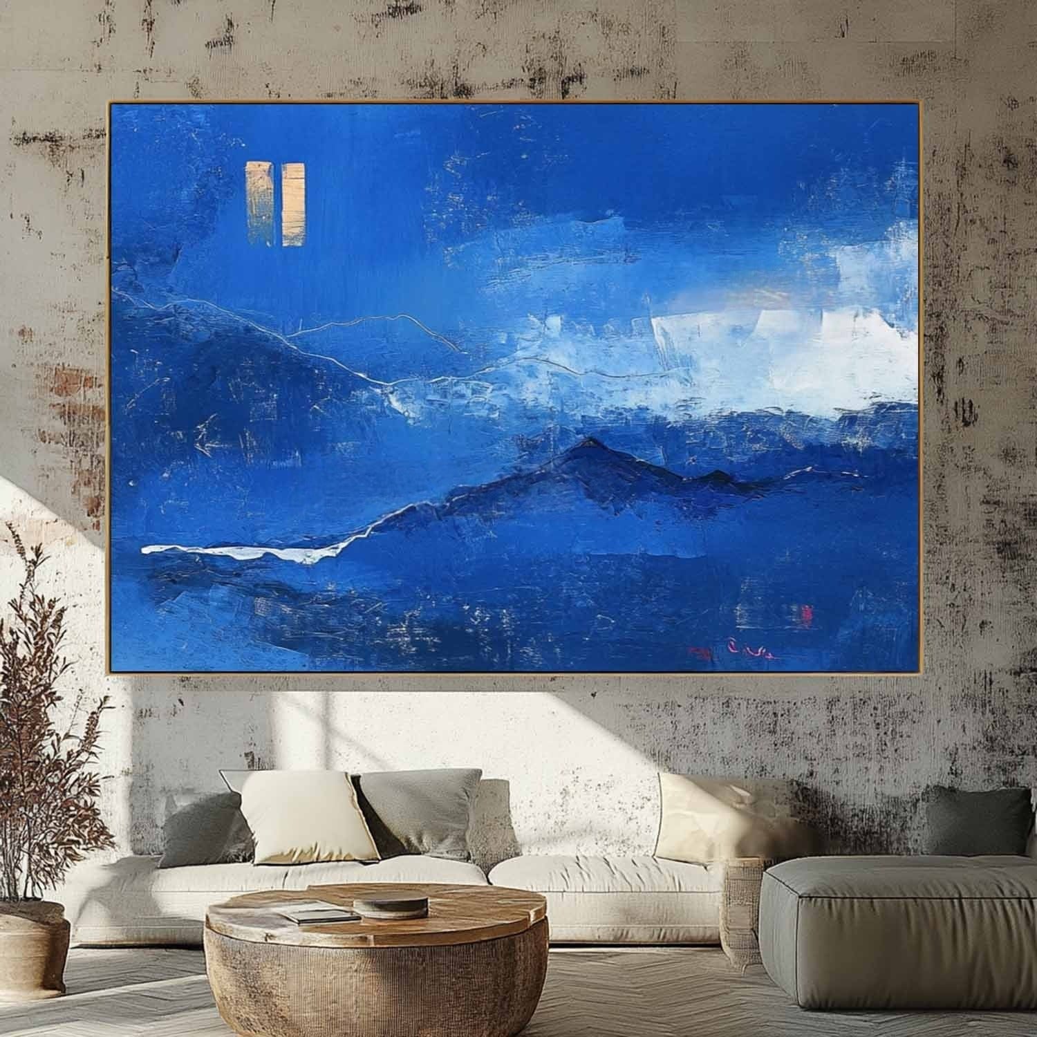 Wall Art Majestic Textured Blue