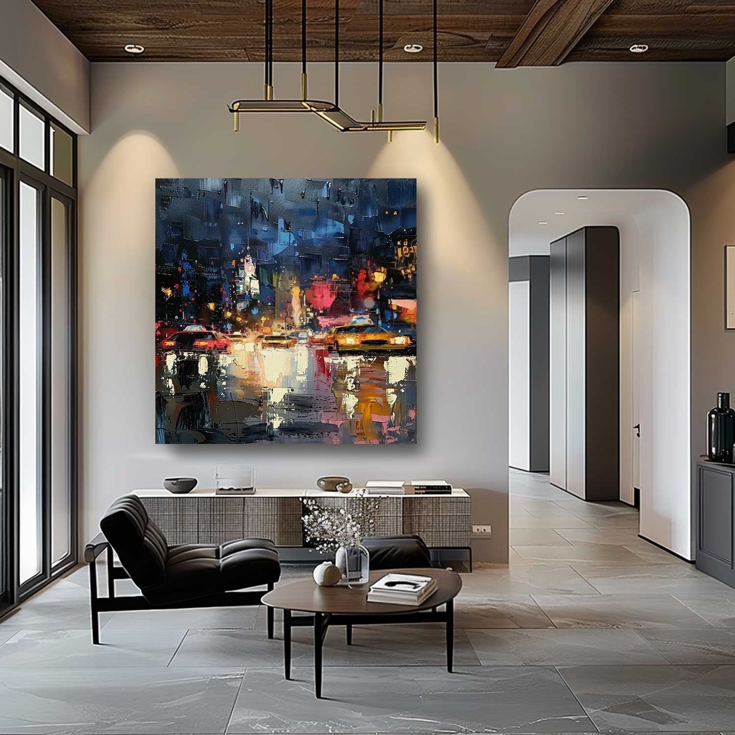 Wall Art Impressionist Textured Urban Nightscape