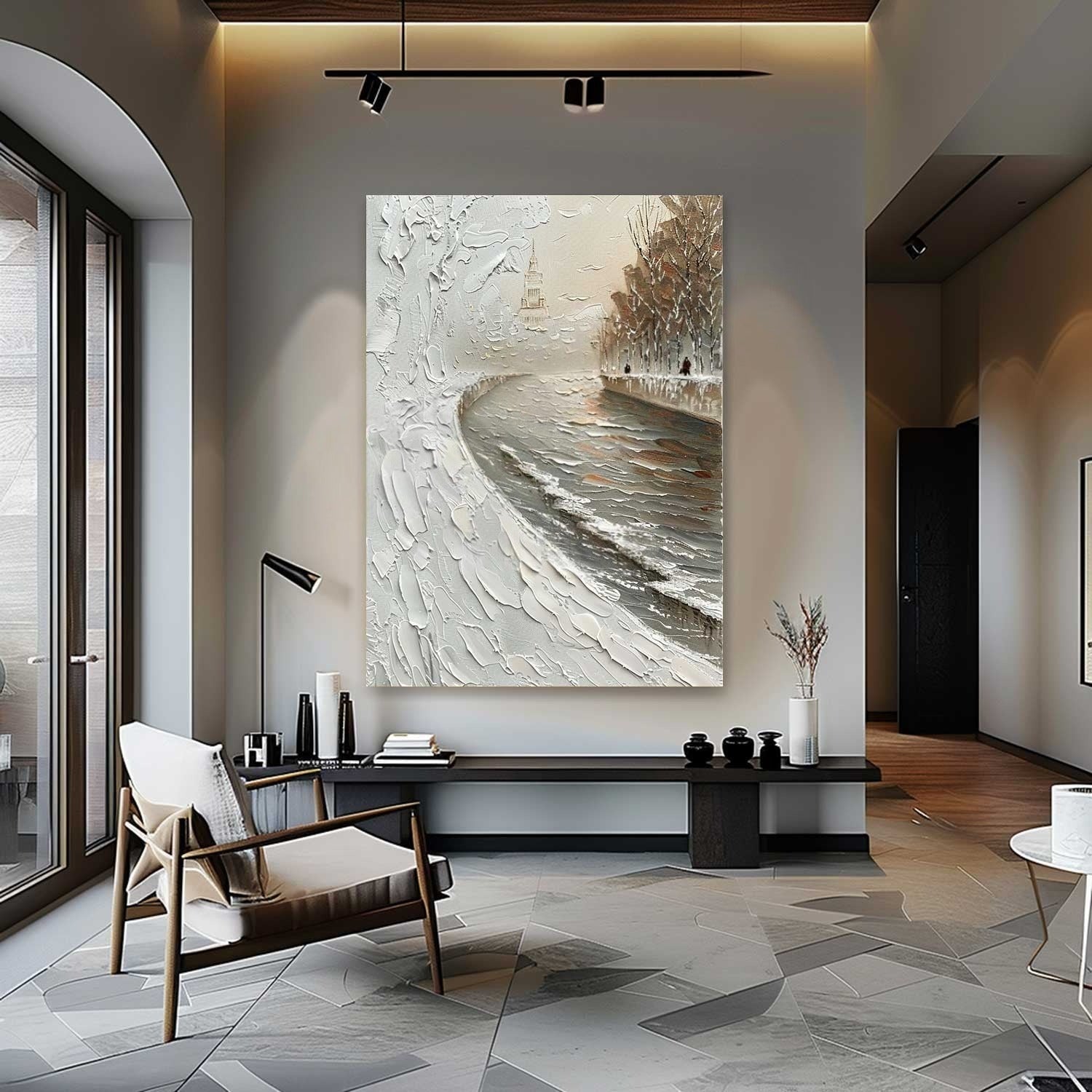 Wall Art Impasto Winter Canal City