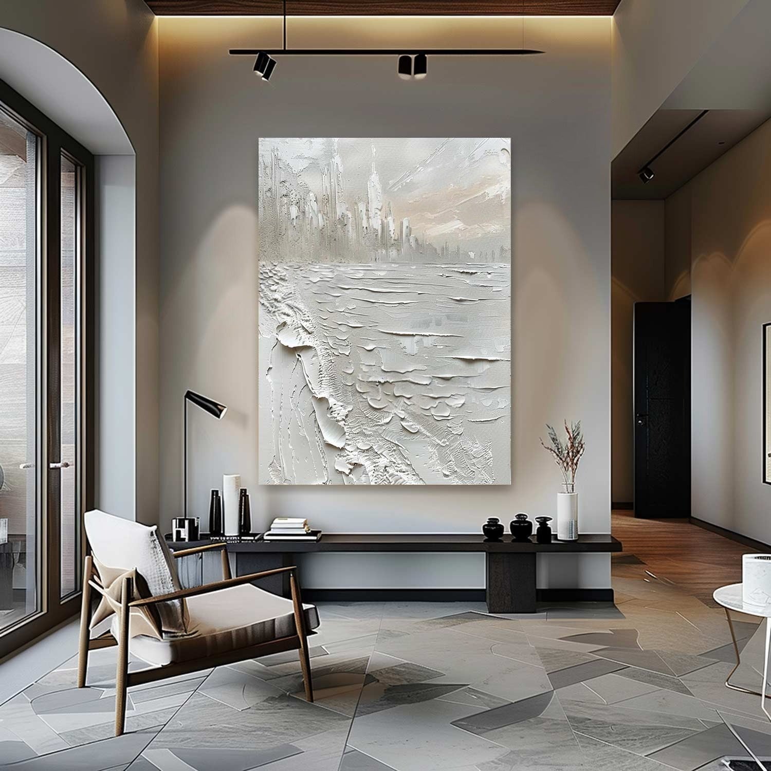 Wall Art Impasto Monochrome Cityscape