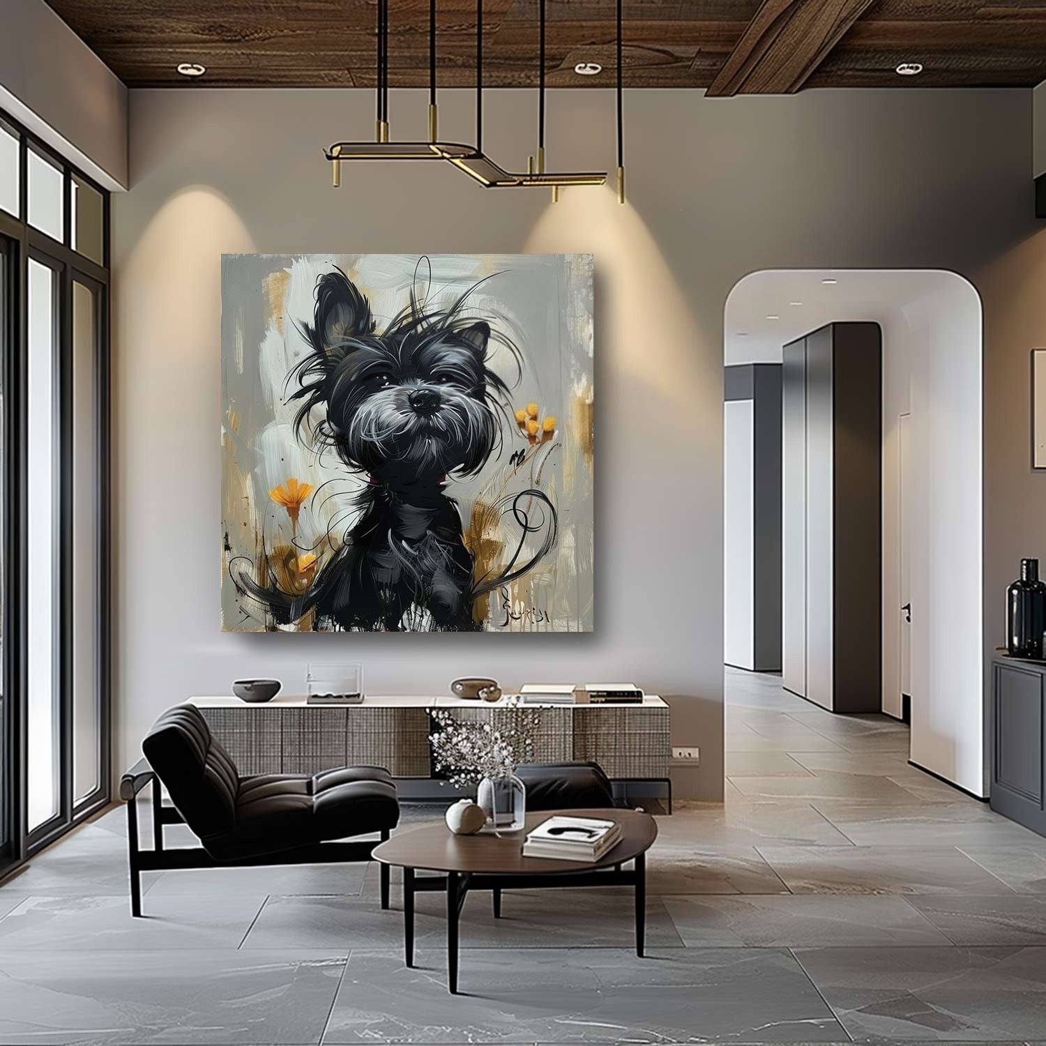 Wall Art Textured Black Terrier