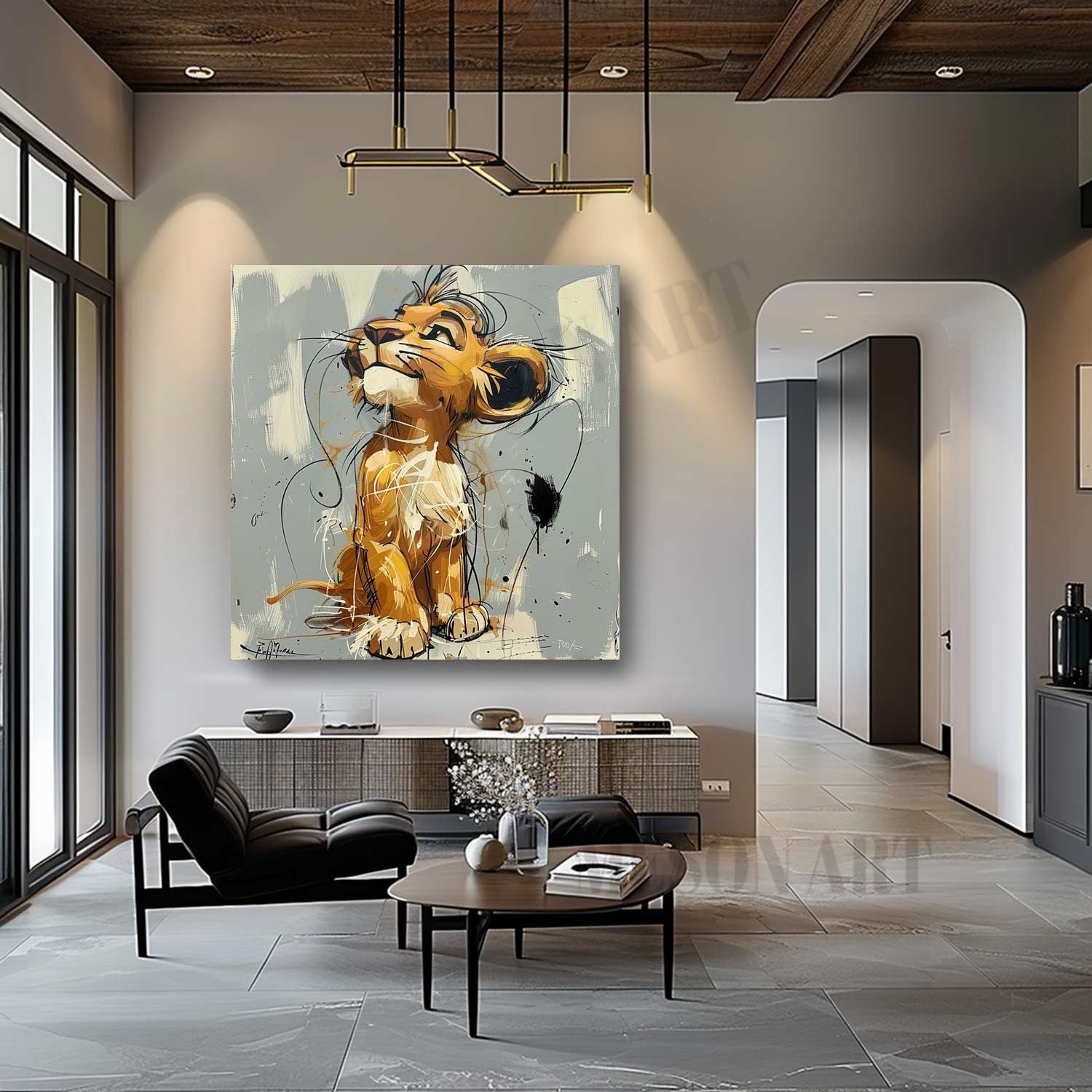 Wall Art Pop Cartoon Lion Graffiti Modern Joyful