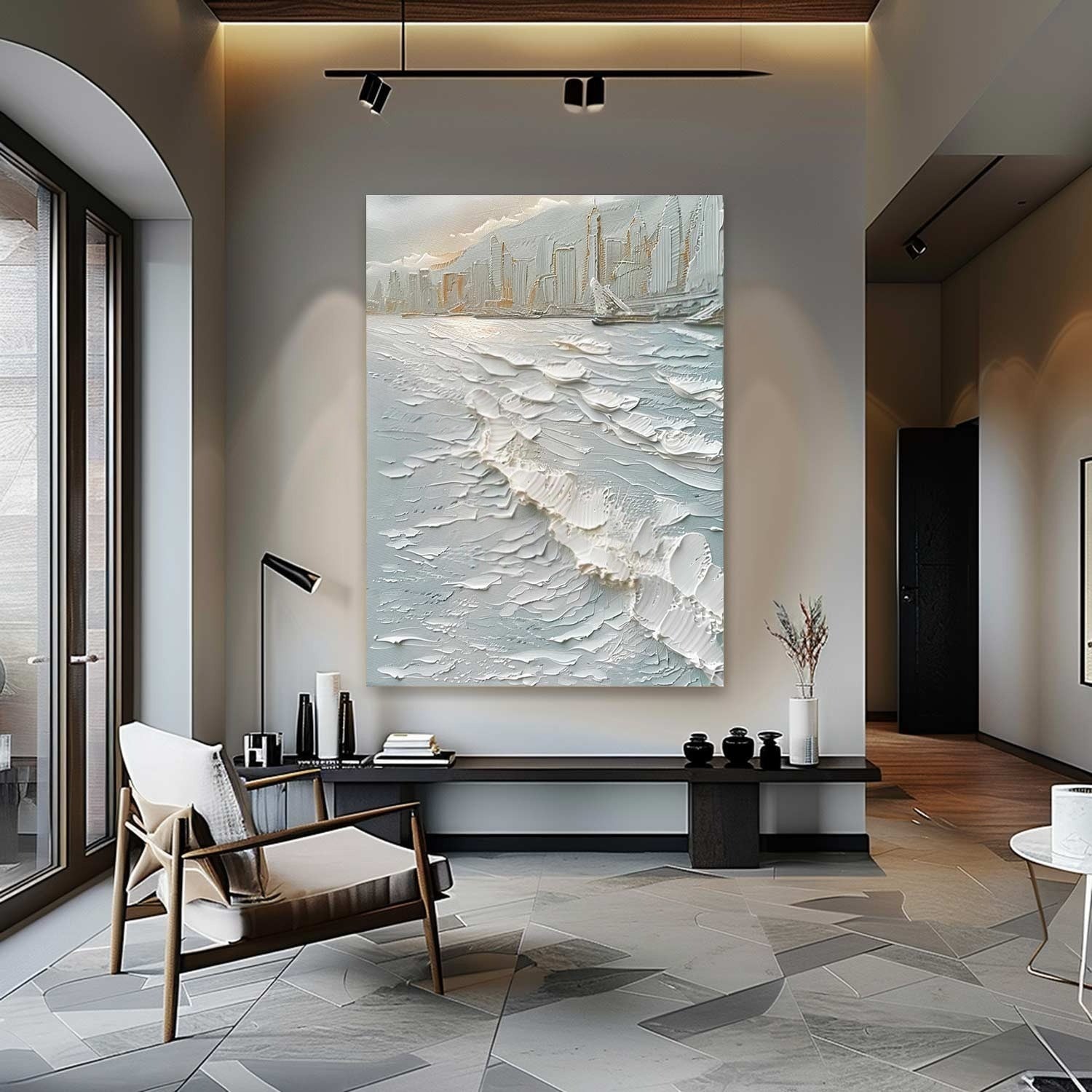 Wall Art Impasto Cityscape Coastal Skyline