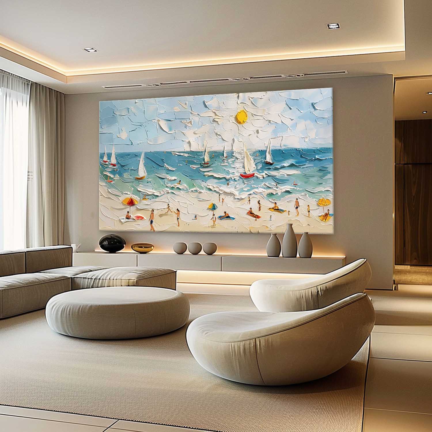 Wall Art Vibrant Beach Scene Sandy Shore Coastal