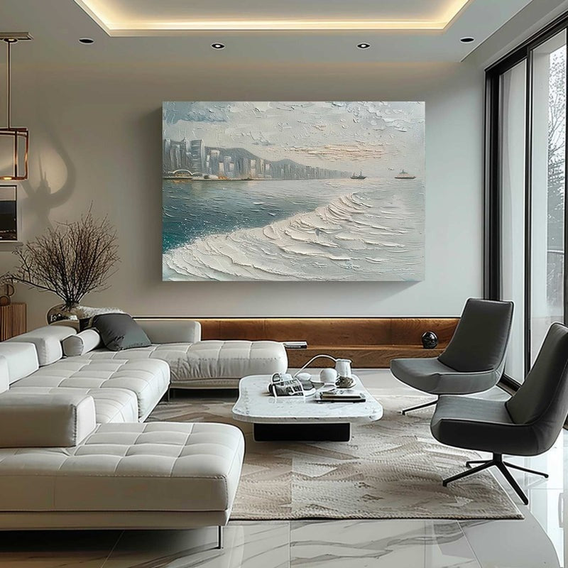 Wall Art Impressionist Coastal Harbor Skyline