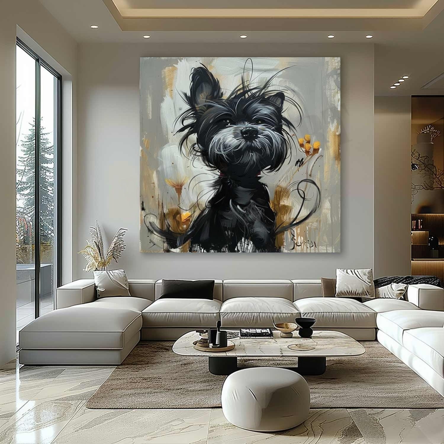Wall Art Textured Black Terrier
