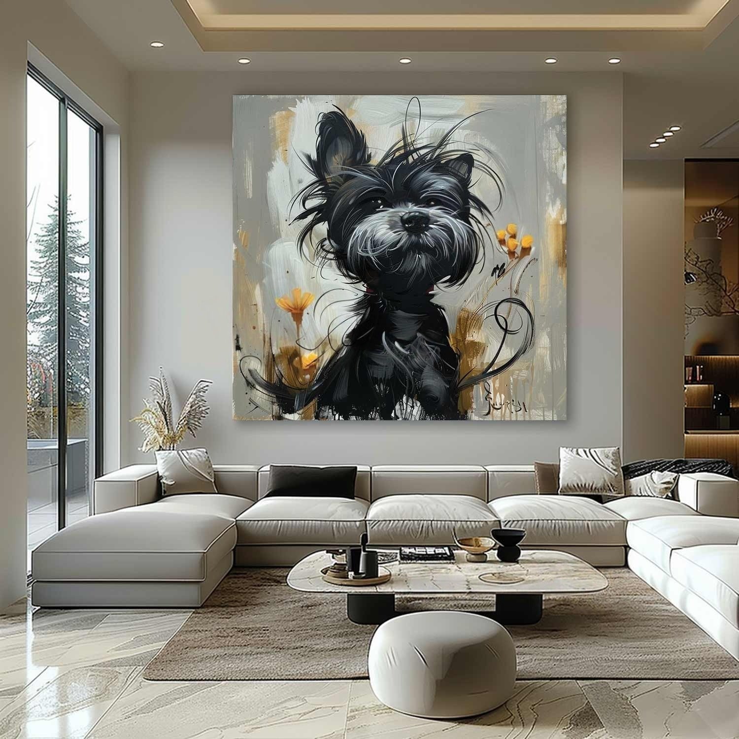 Wall Art Textured Black Terrier