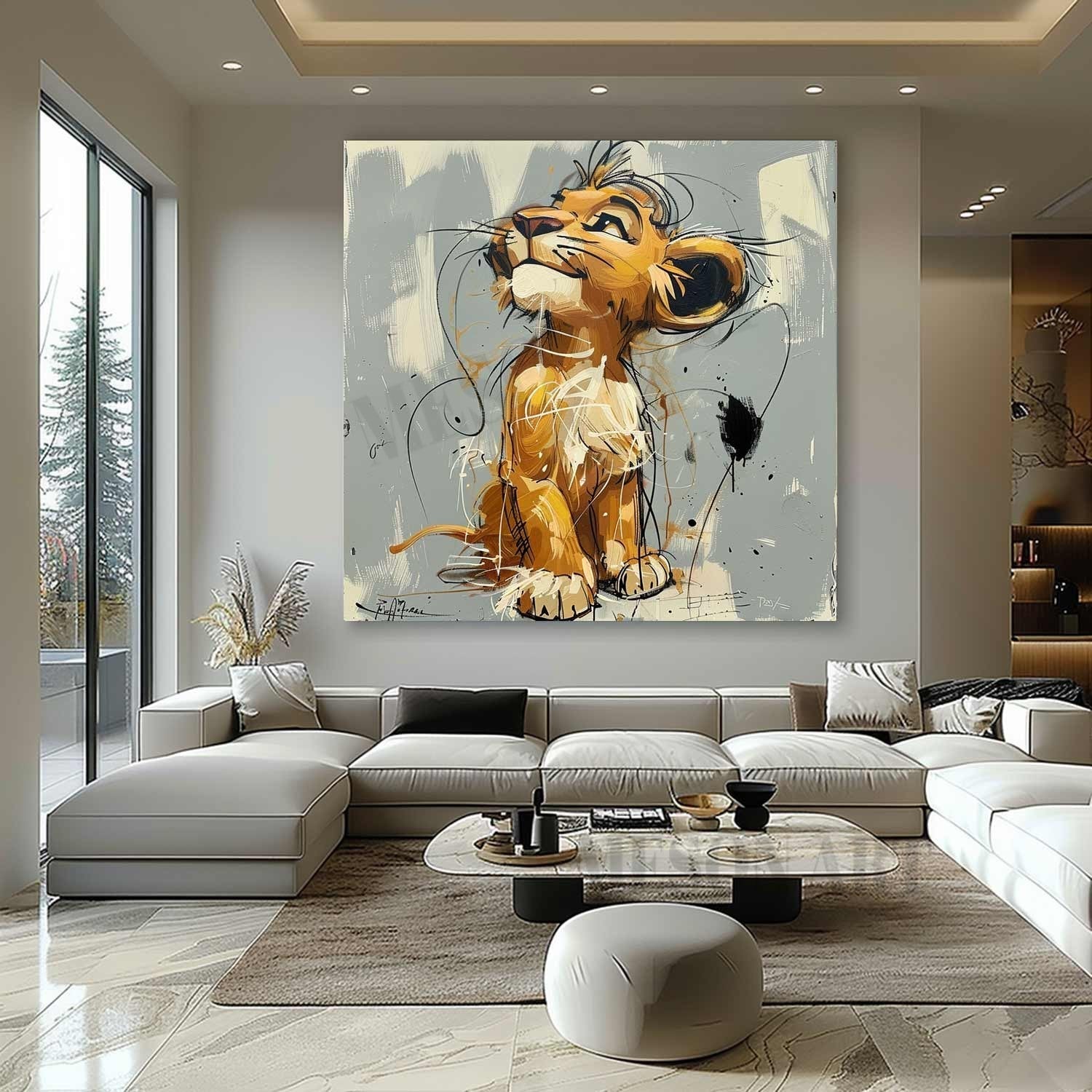 Wall Art Pop Cartoon Lion Graffiti Modern Joyful